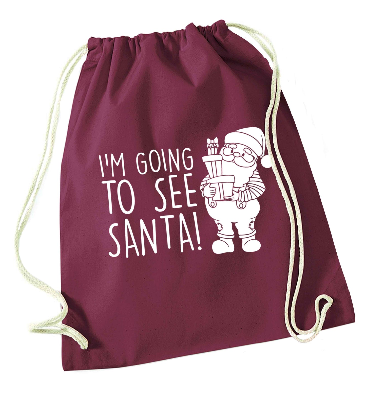 Merry Christmas maroon drawstring bag
