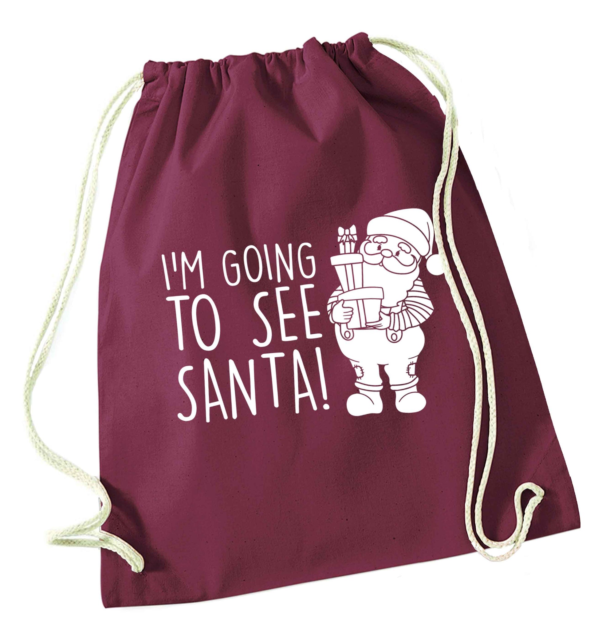 Merry Christmas maroon drawstring bag