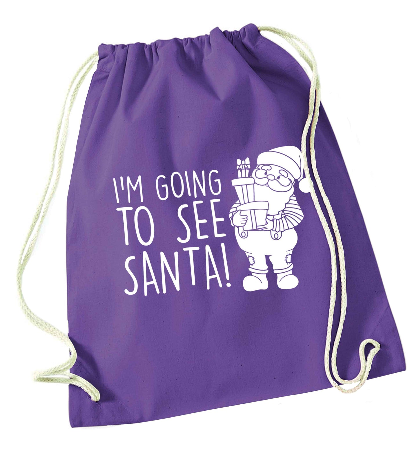 Merry Christmas purple drawstring bag