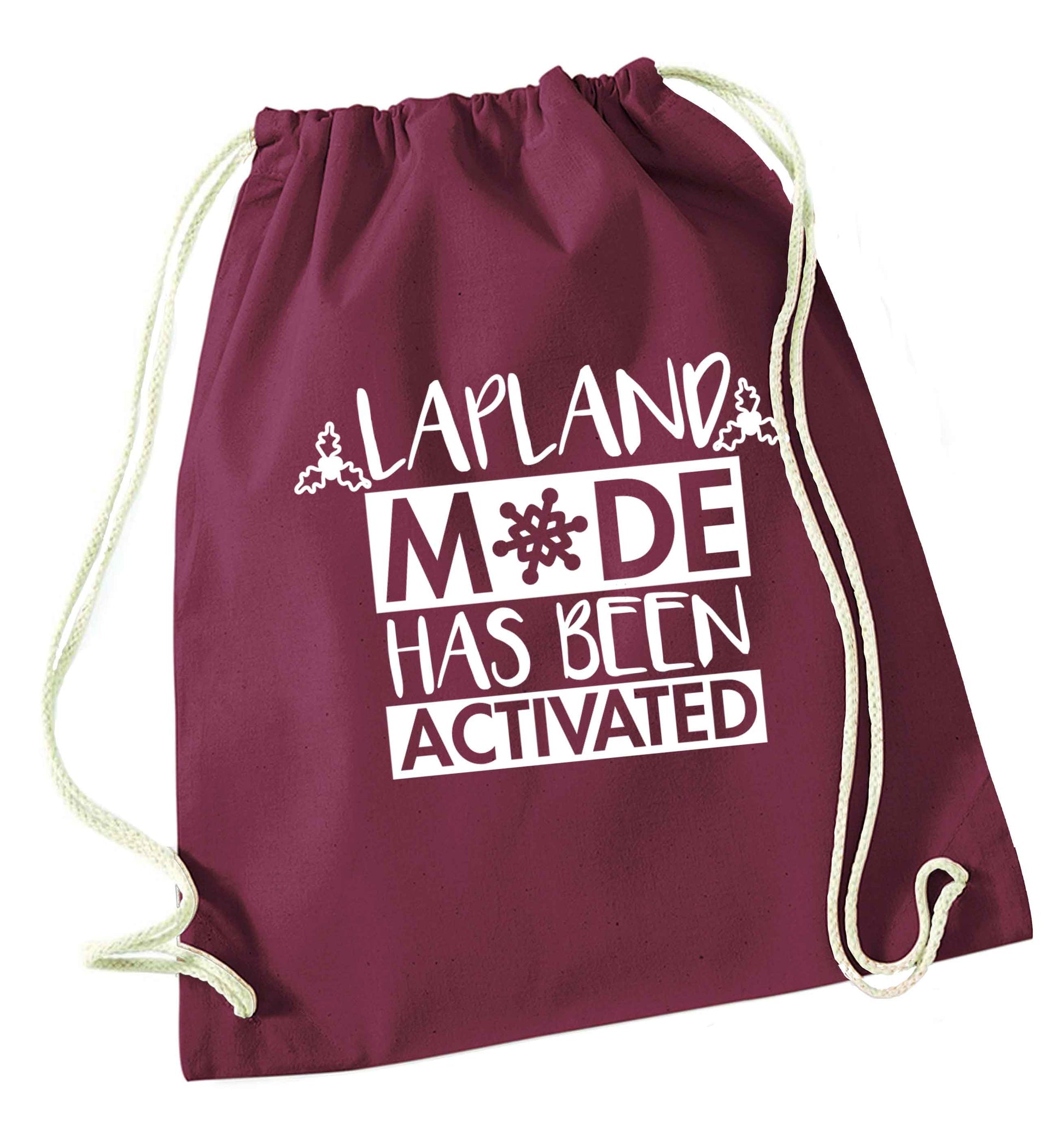 Merry Christmas maroon drawstring bag