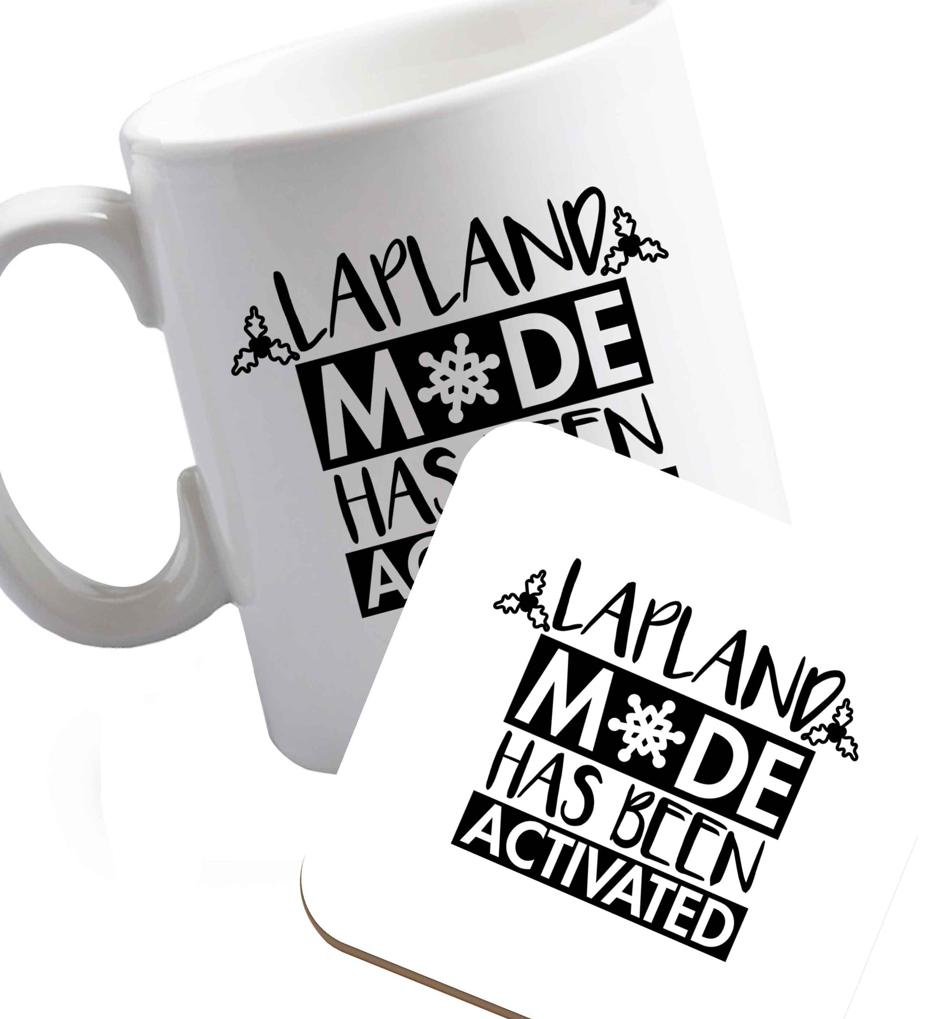 10 oz Favourite Type Pan Pancake ceramic mug and coaster set right handed