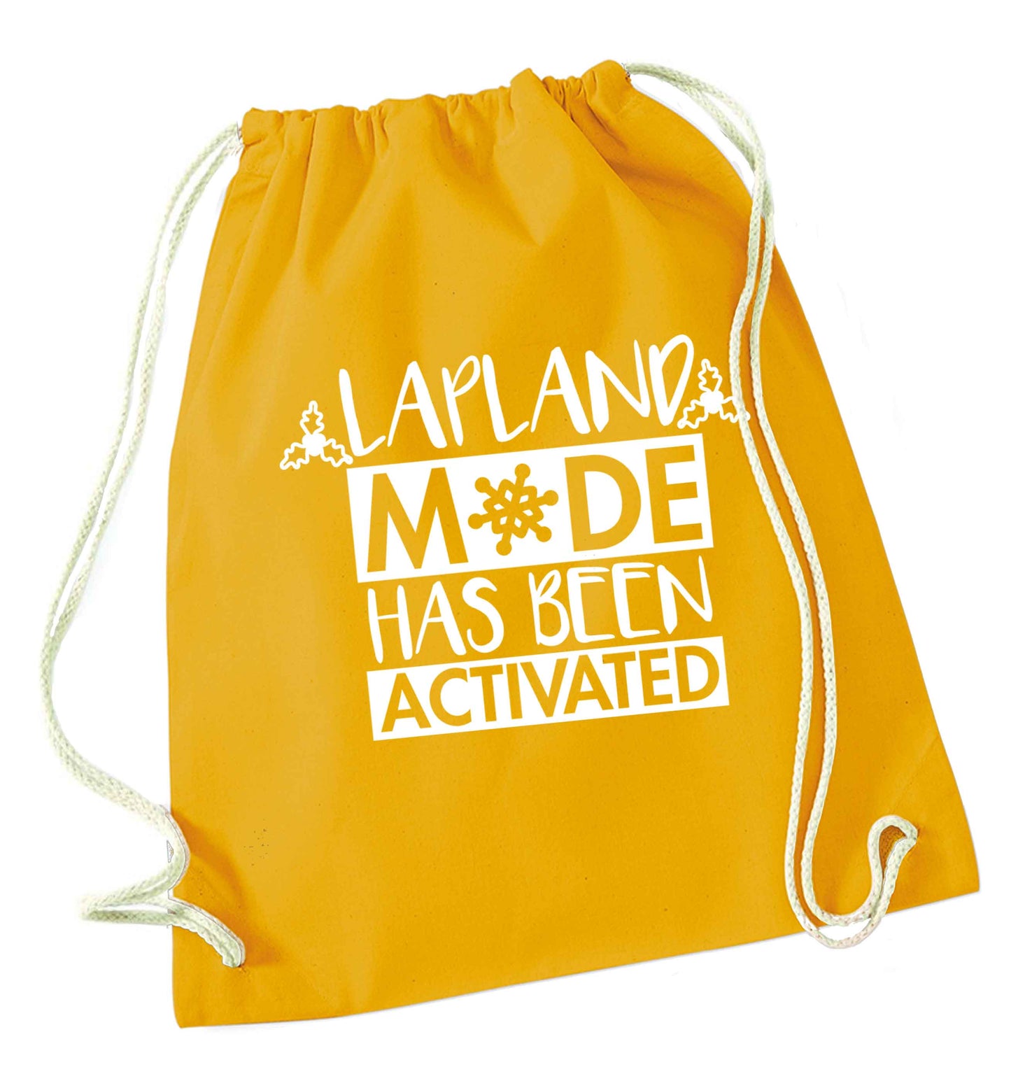 Merry Christmas mustard drawstring bag