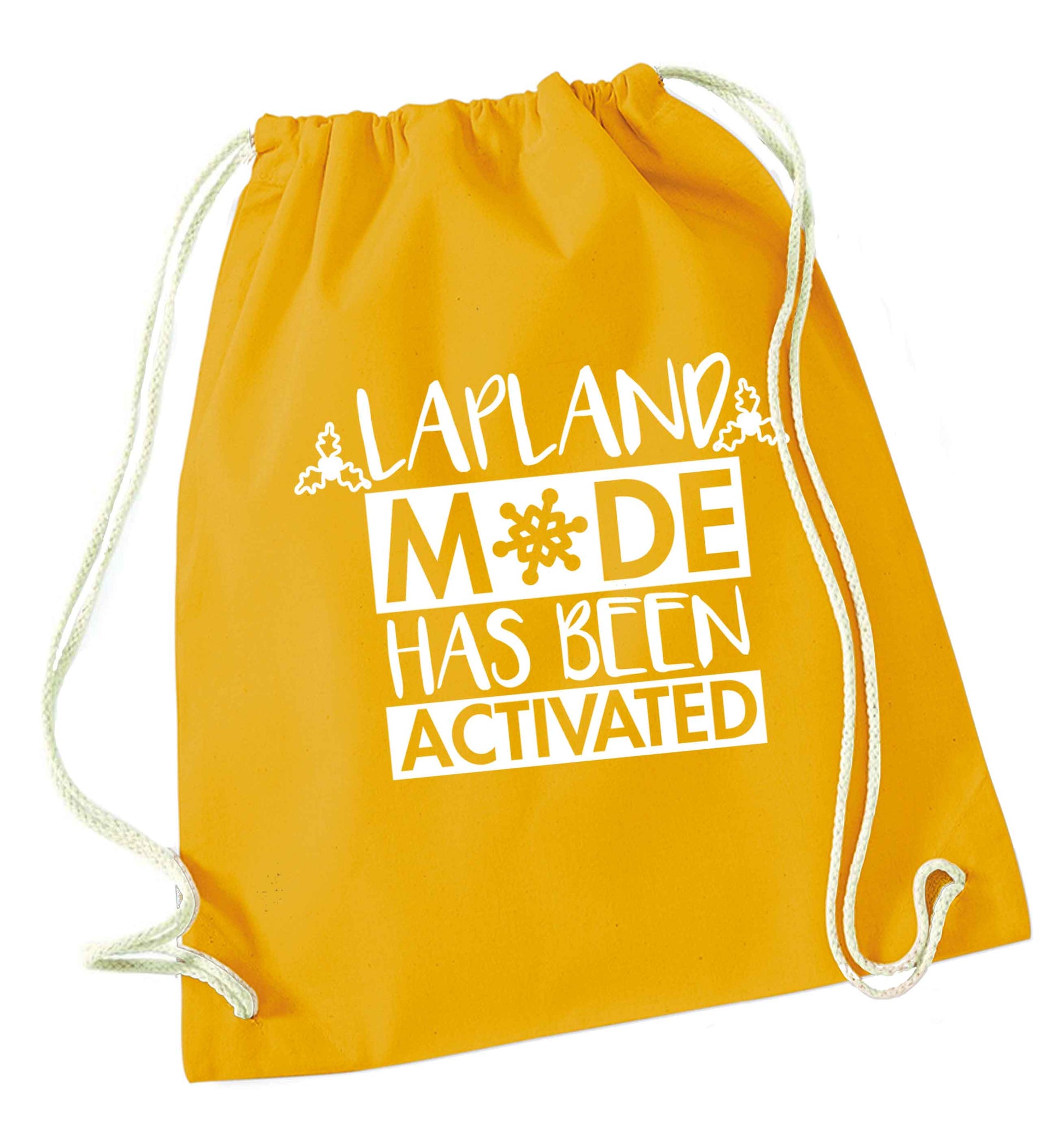 Merry Christmas mustard drawstring bag