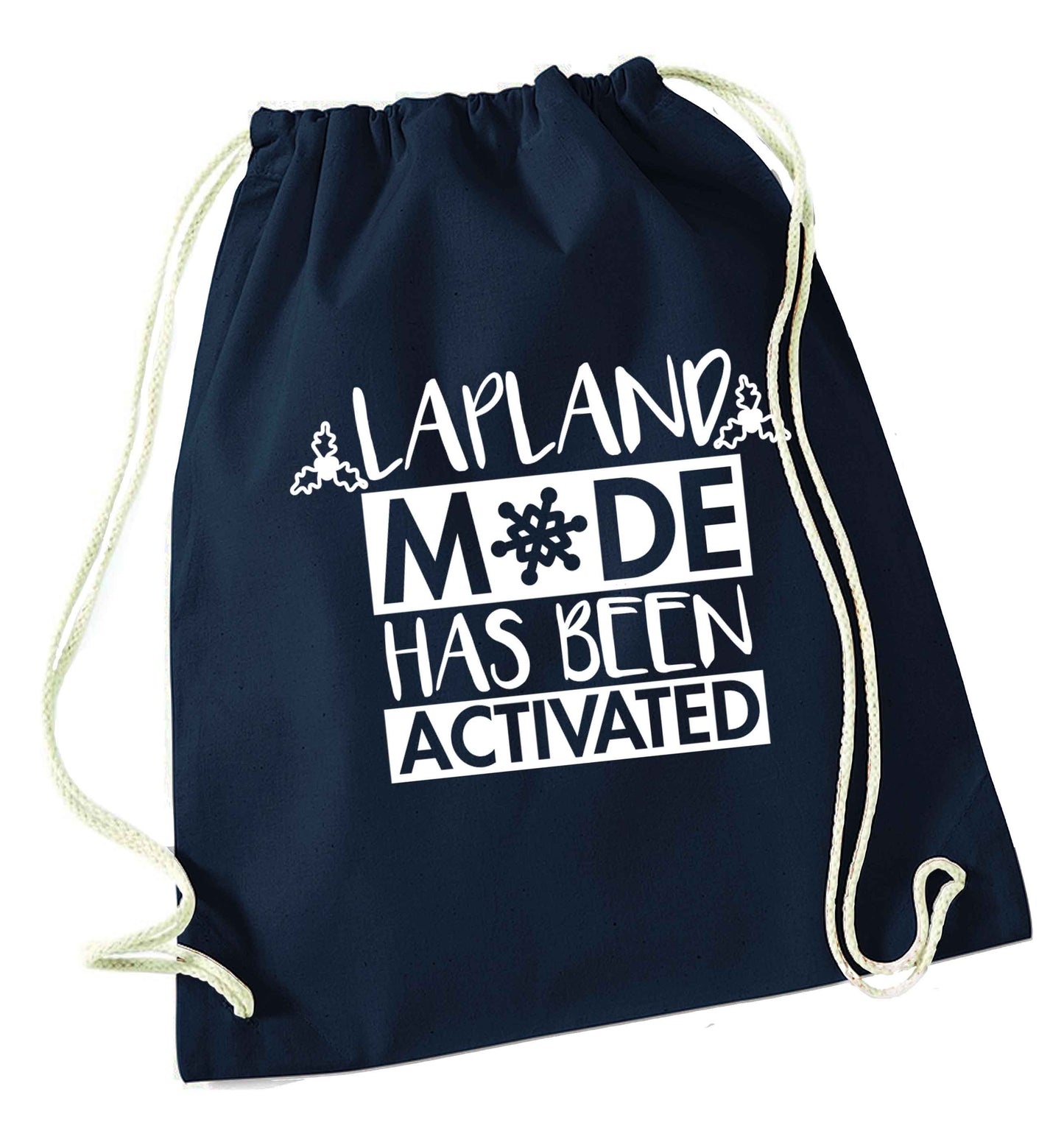 Merry Christmas navy drawstring bag
