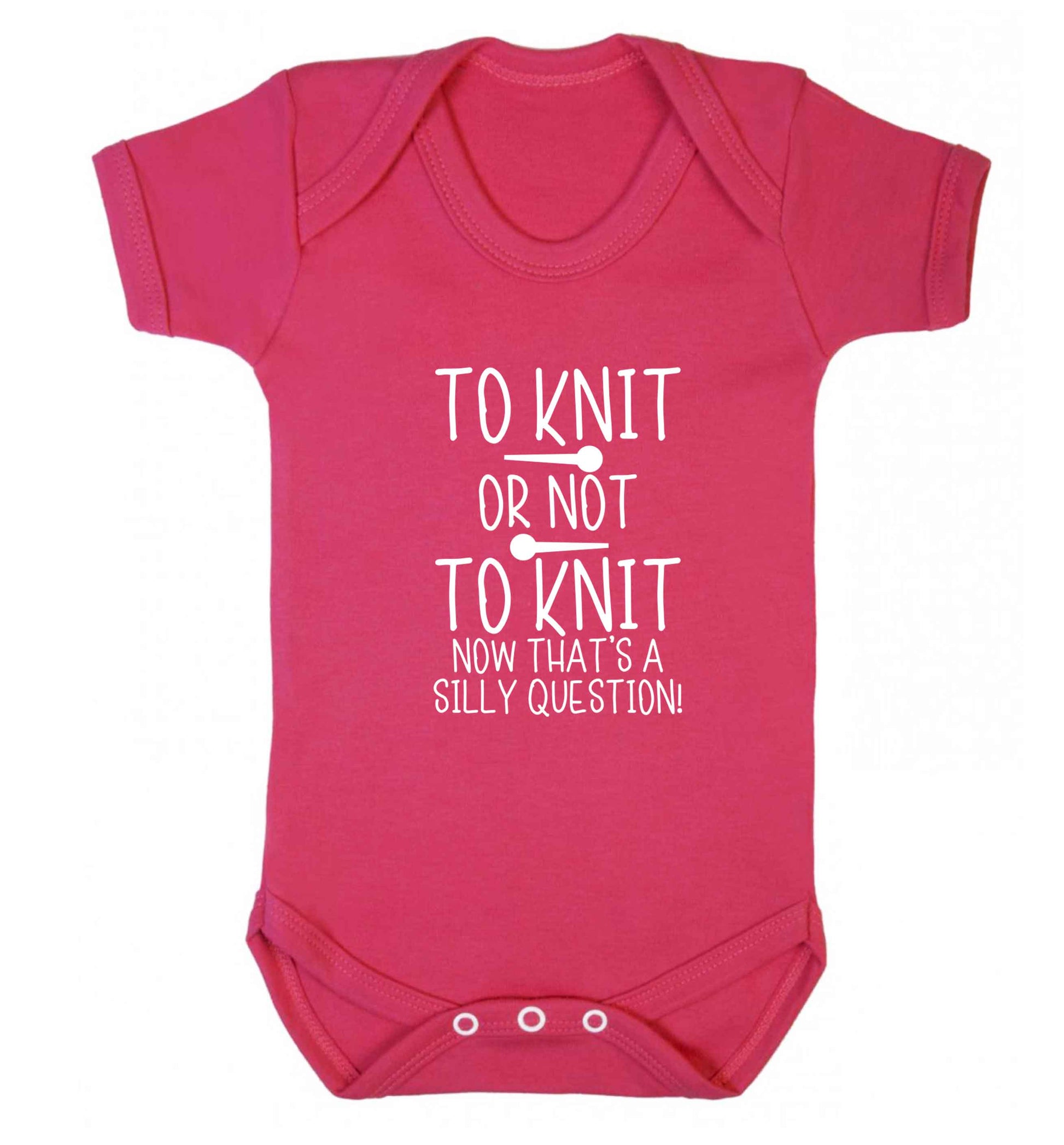 To knit or not to knit now that's a silly question baby vest dark pink 18-24 months
