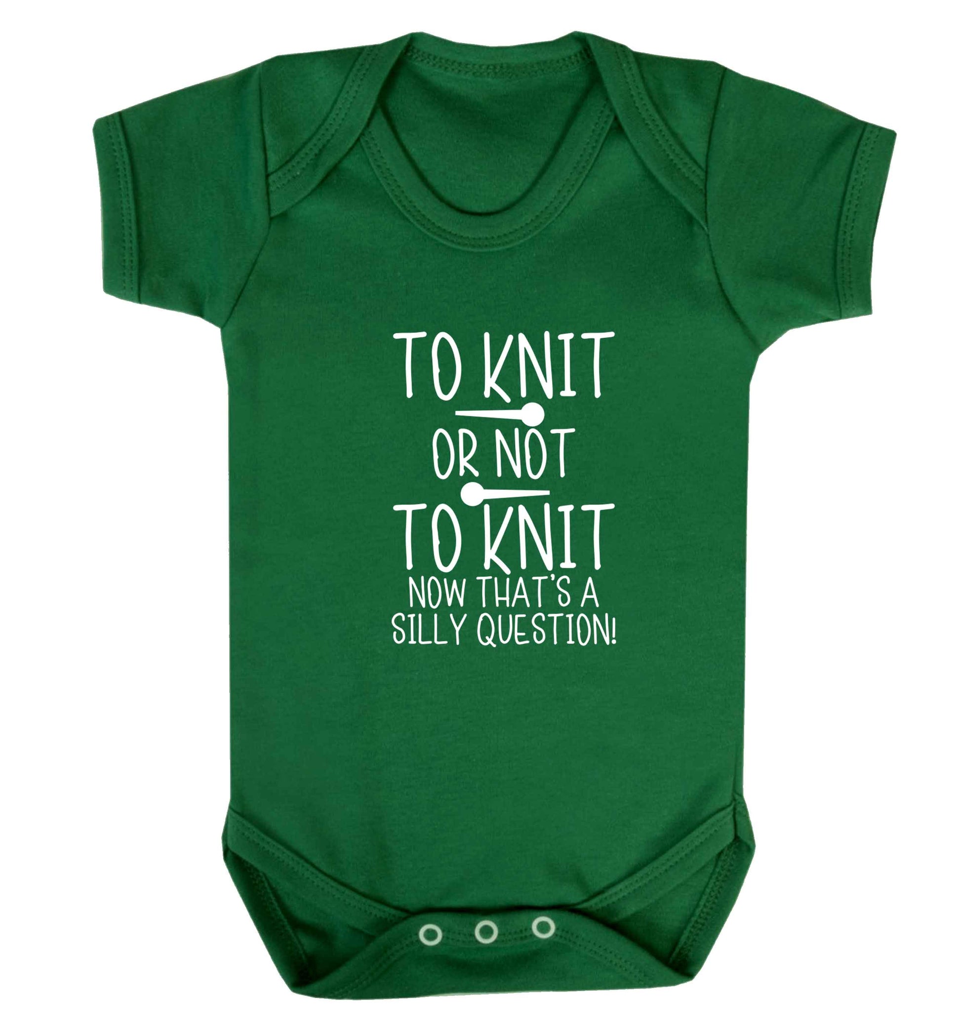 To knit or not to knit now that's a silly question baby vest green 18-24 months