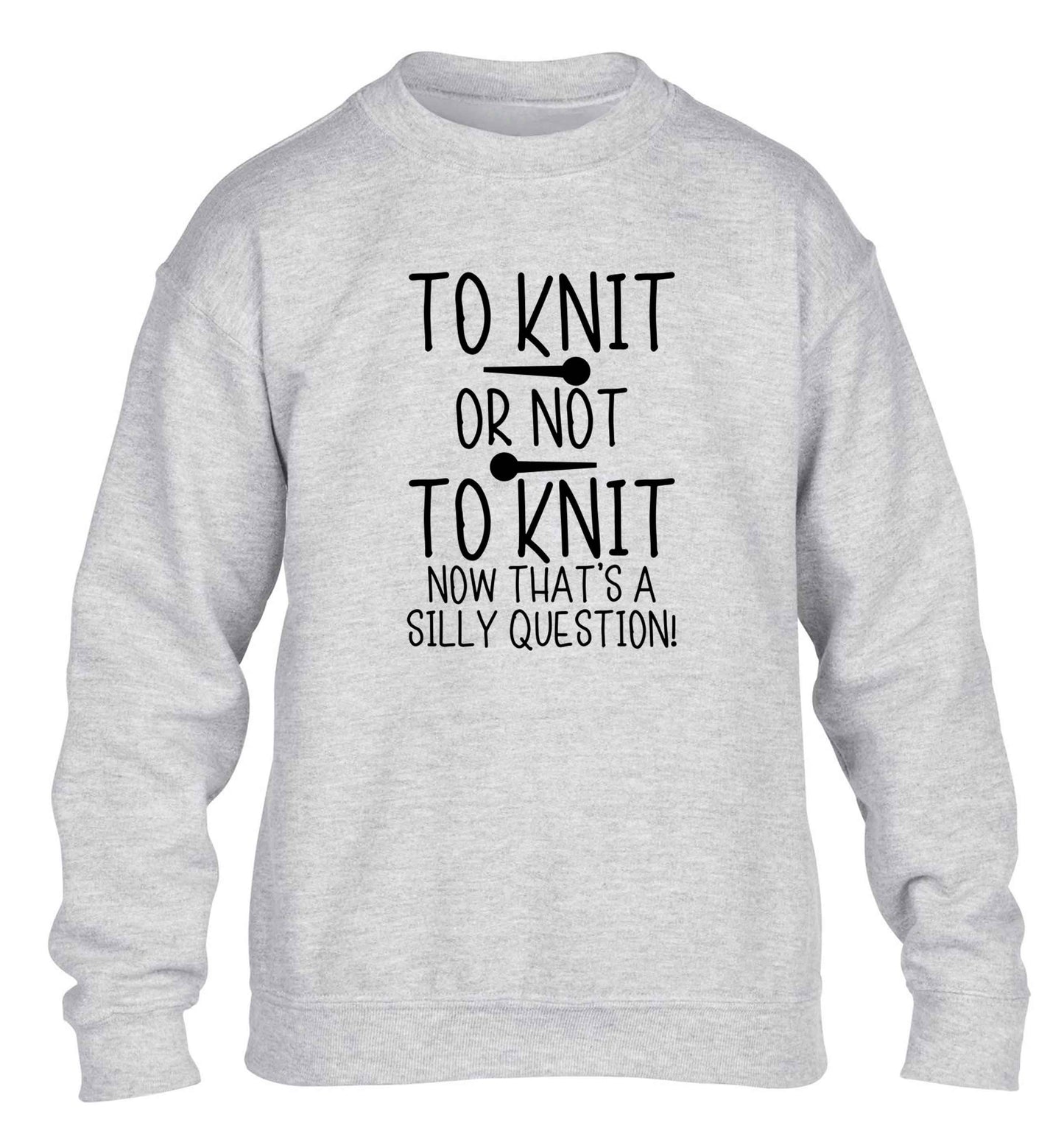 To knit or not to knit now that's a silly question children's grey sweater 12-13 Years