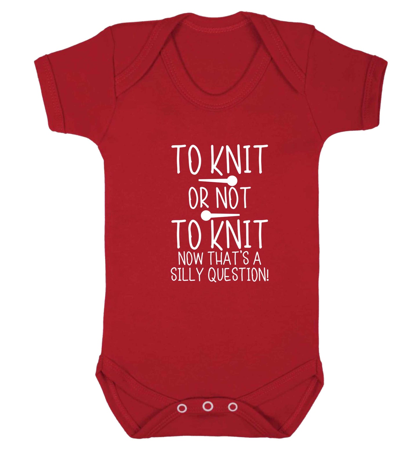 To knit or not to knit now that's a silly question baby vest red 18-24 months