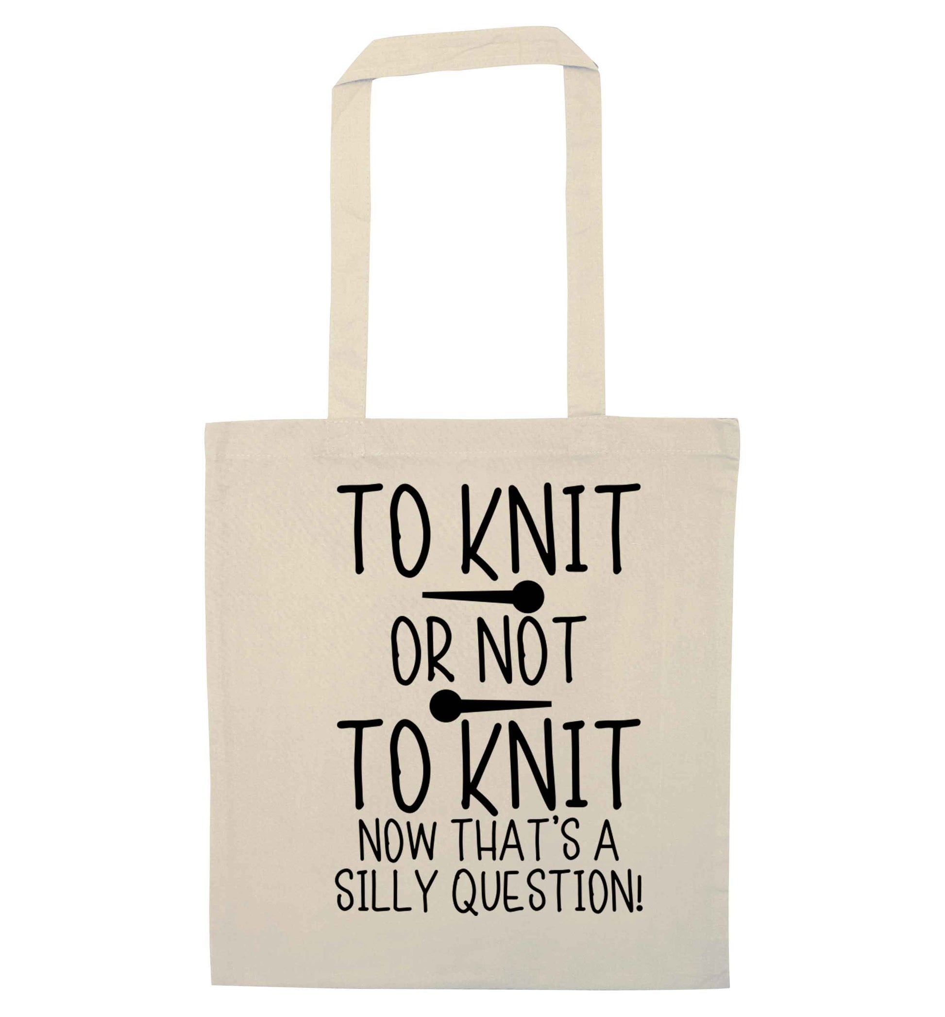 To knit or not to knit now that's a silly question natural tote bag