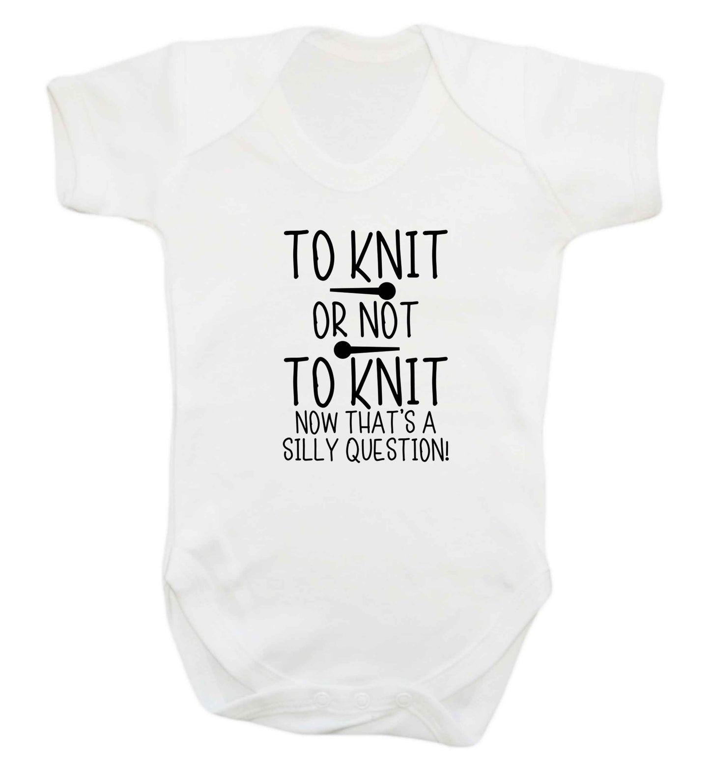 To knit or not to knit now that's a silly question baby vest white 18-24 months