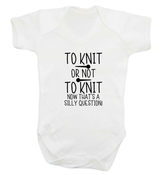 To knit or not to knit now that's a silly question baby vest white 18-24 months
