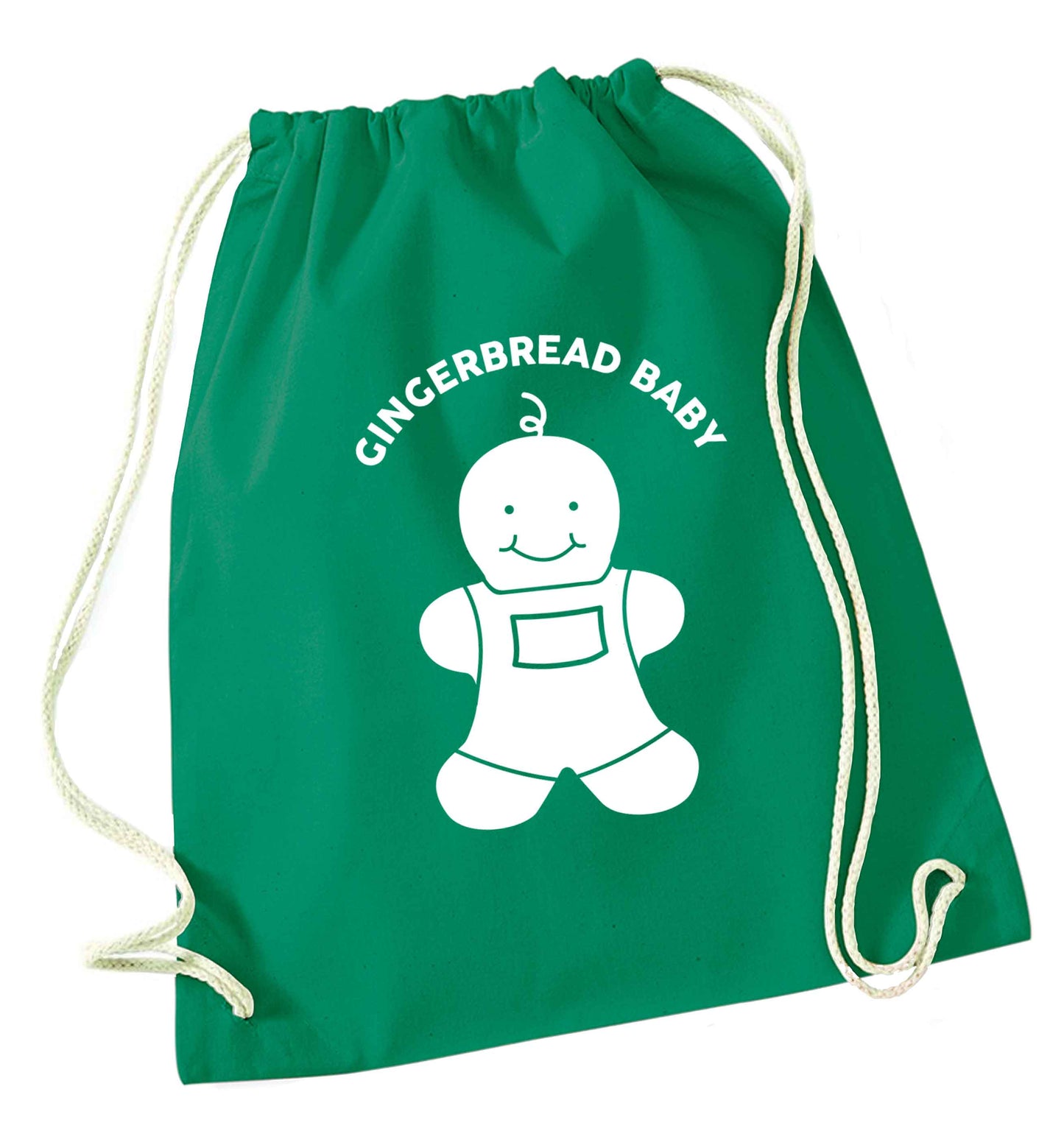 Gingerbread baby green drawstring bag