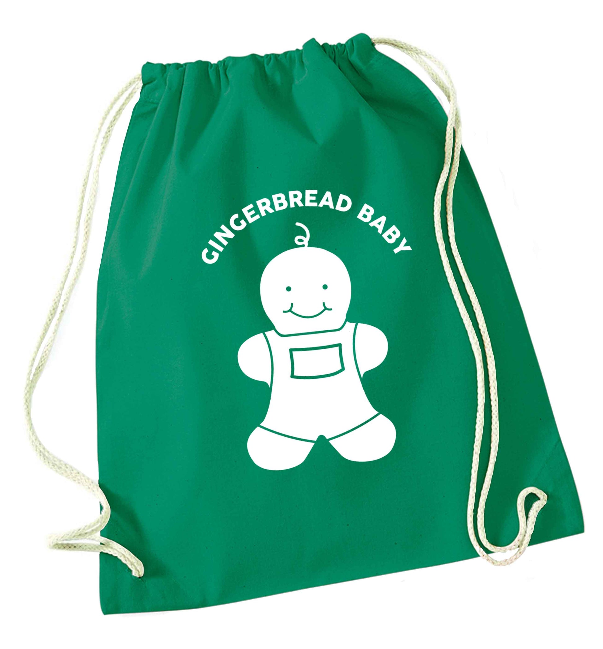 Gingerbread baby green drawstring bag