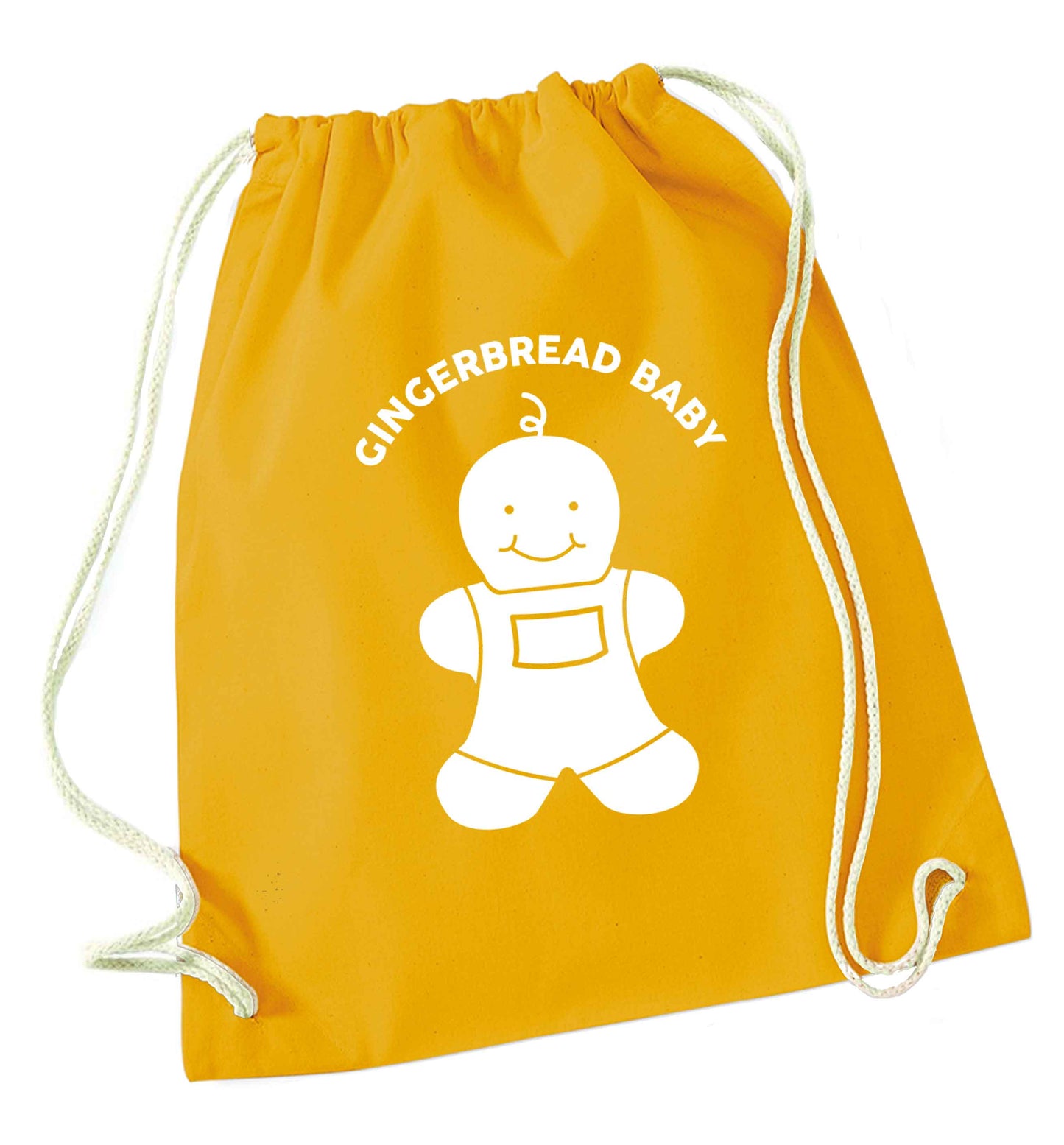 Gingerbread baby mustard drawstring bag