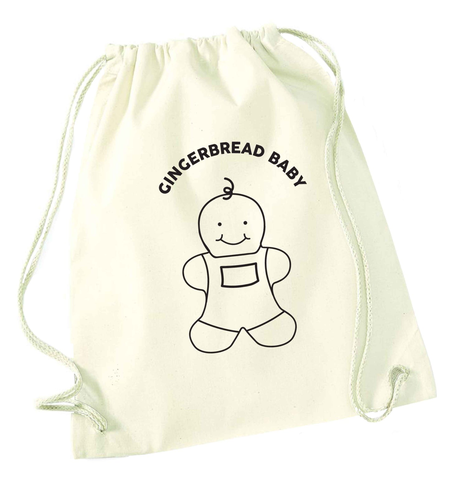 Gingerbread baby natural drawstring bag