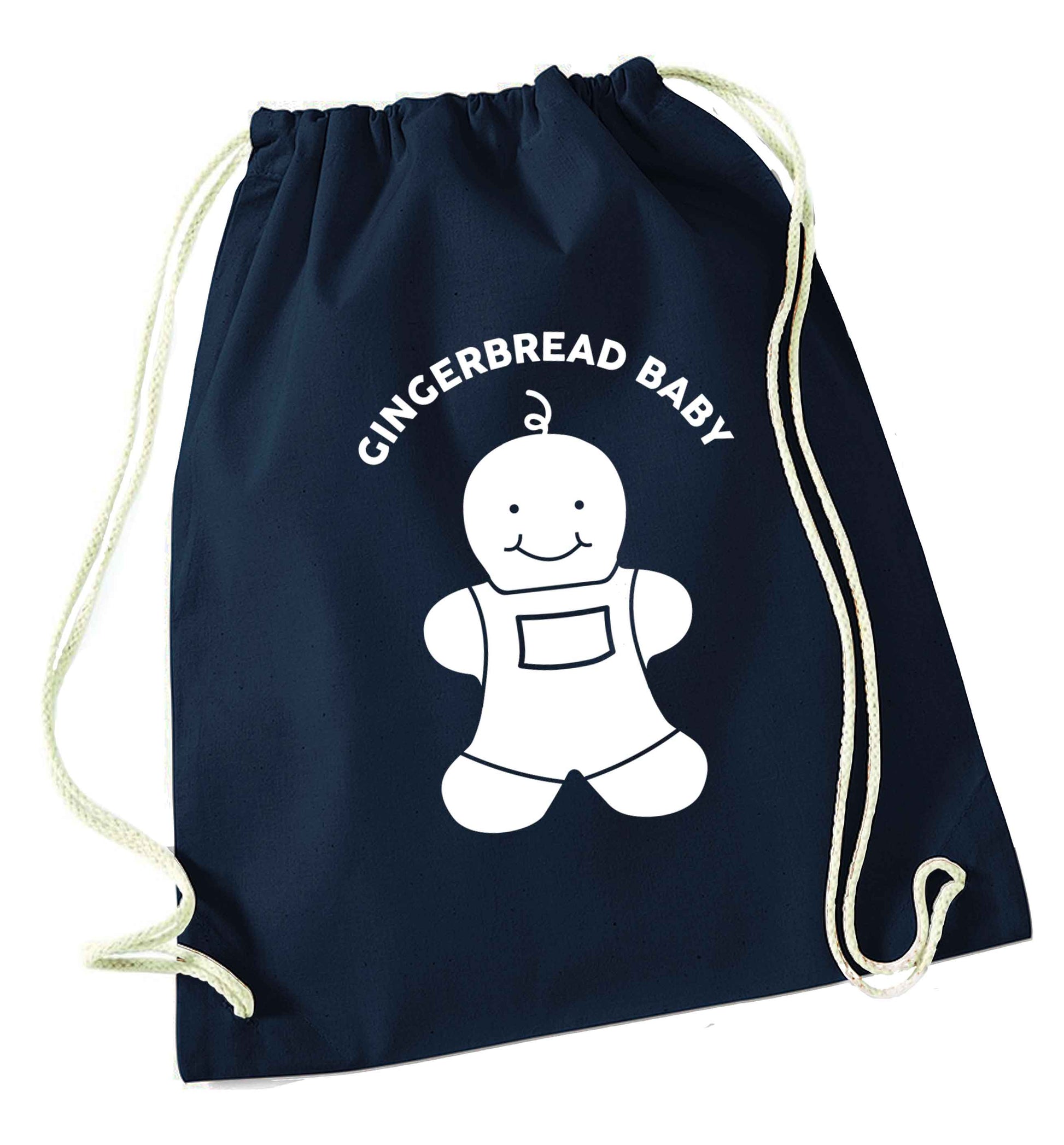 Gingerbread baby navy drawstring bag