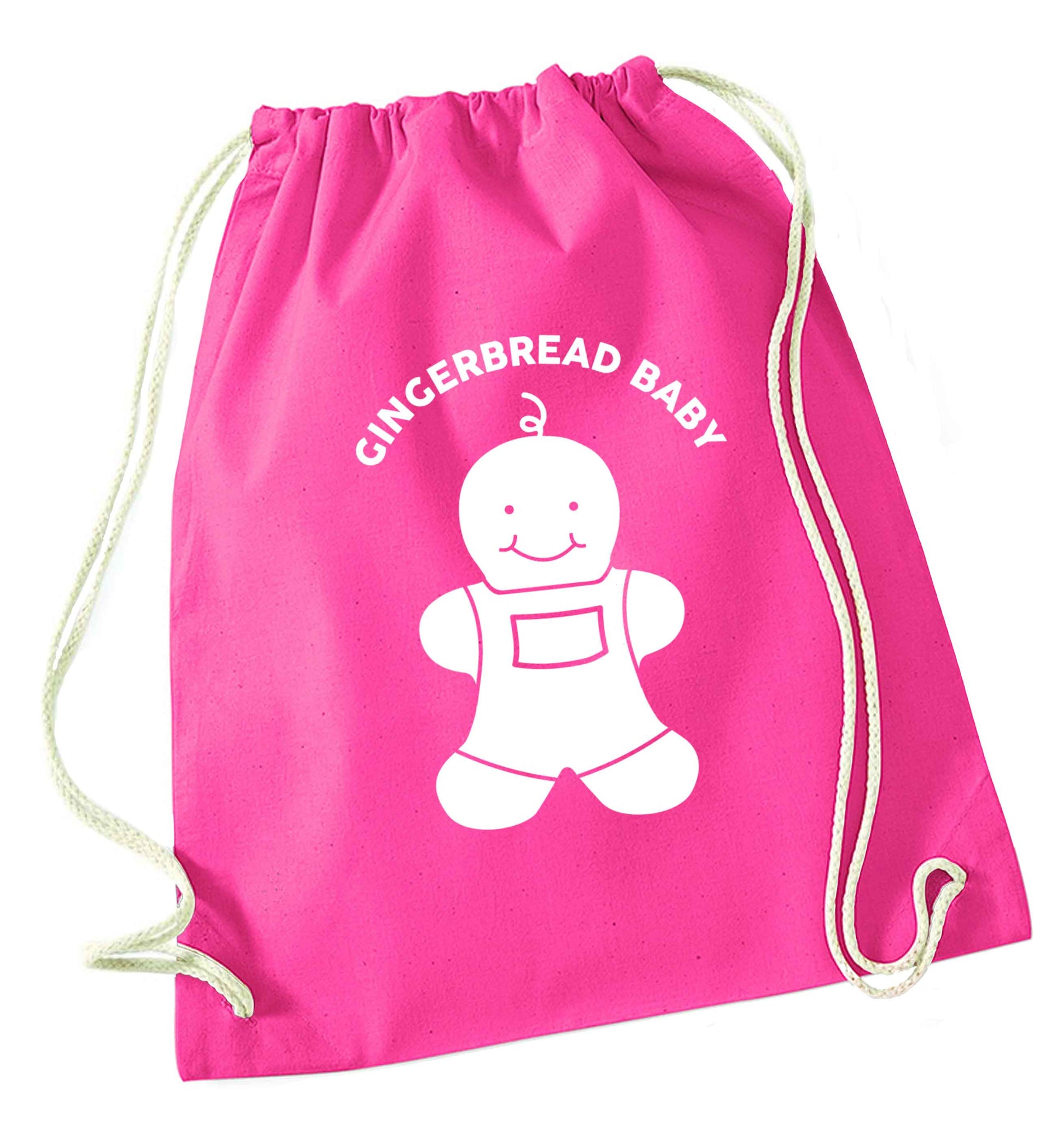 Gingerbread baby pink drawstring bag