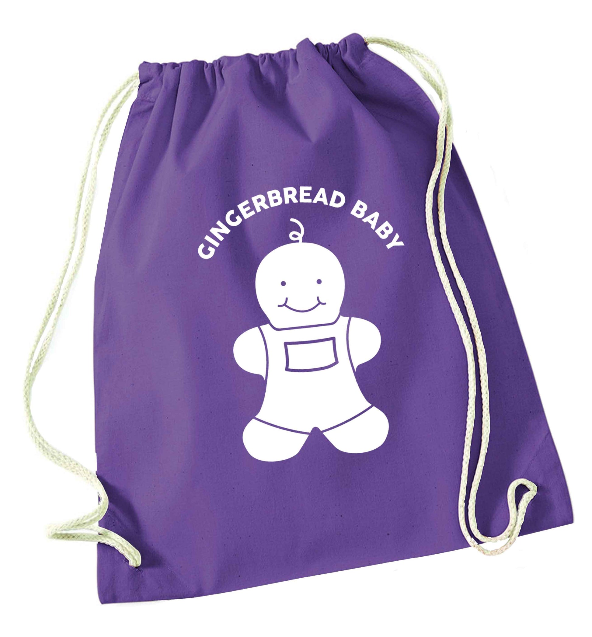 Gingerbread baby purple drawstring bag