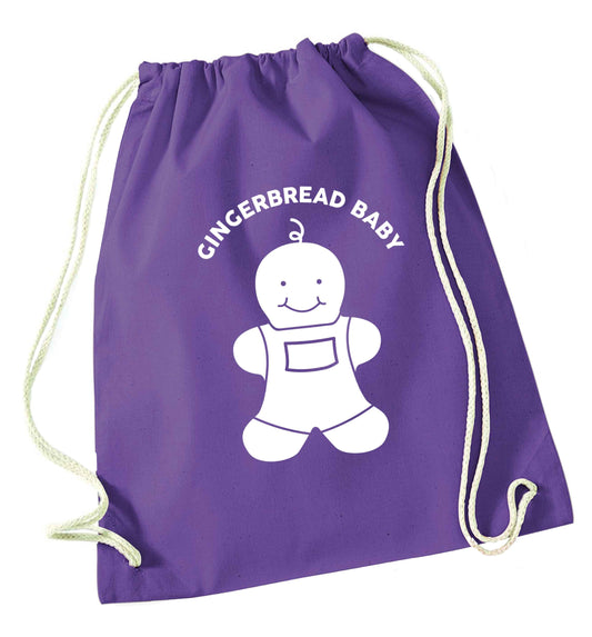 Gingerbread baby purple drawstring bag