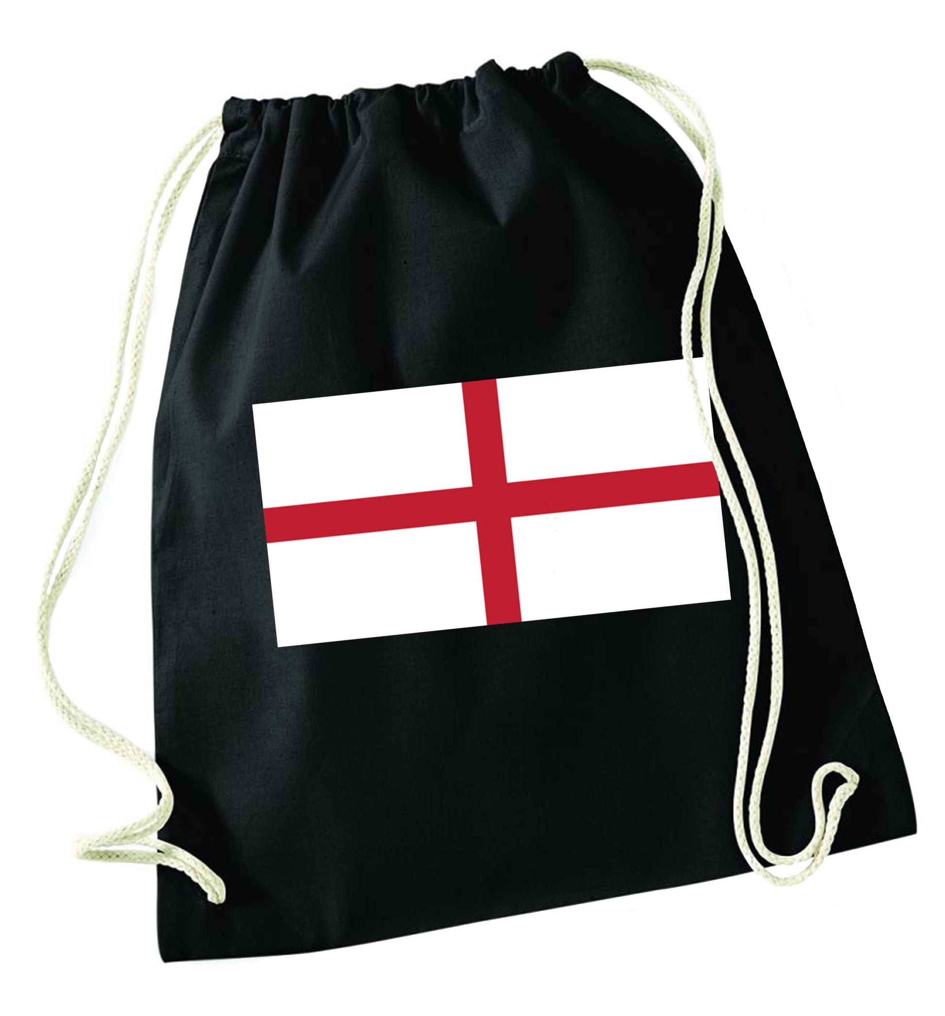 England Flag black drawstring bag