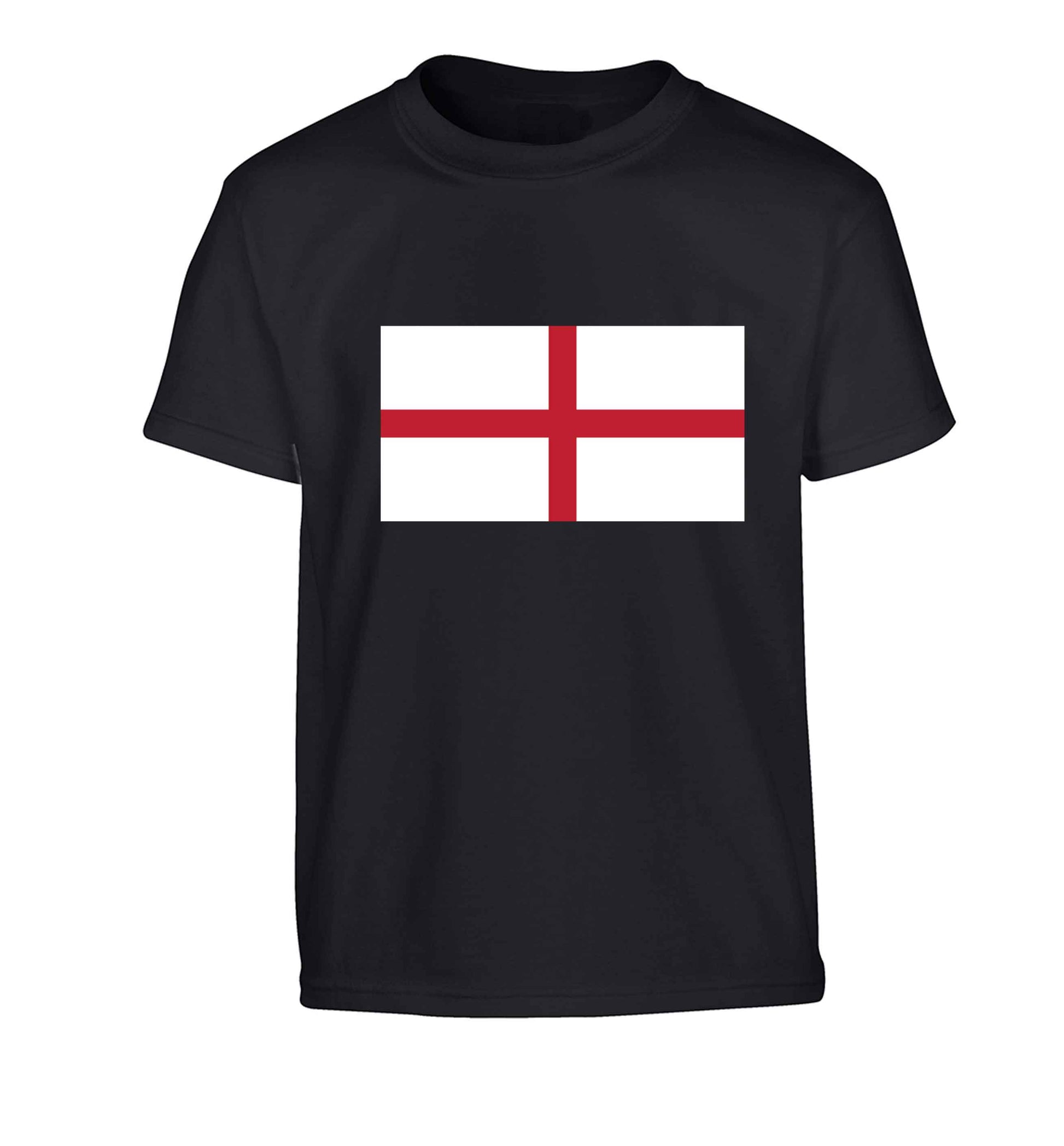 England Flag Children's black Tshirt 12-13 Years
