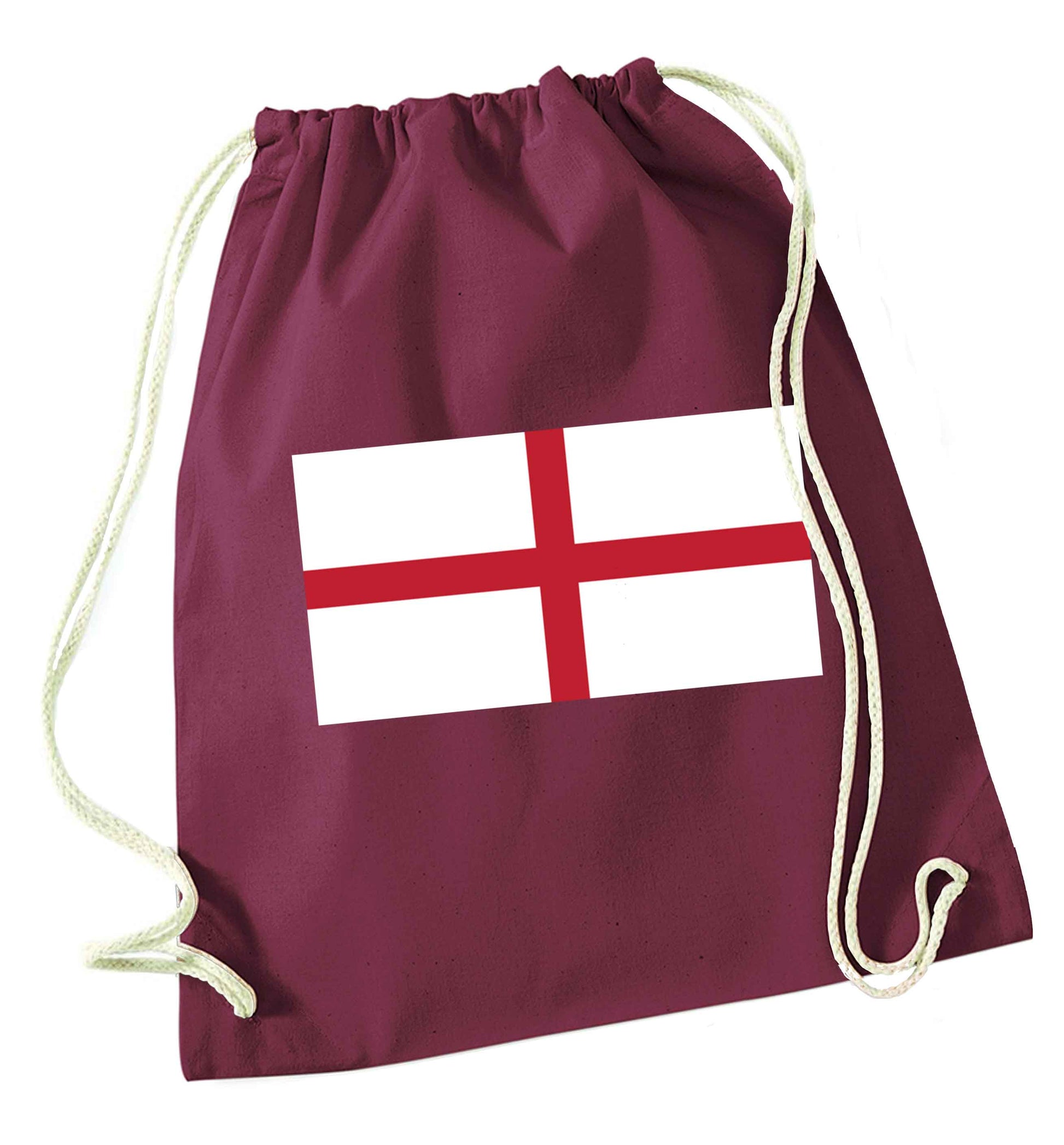 England Flag maroon drawstring bag