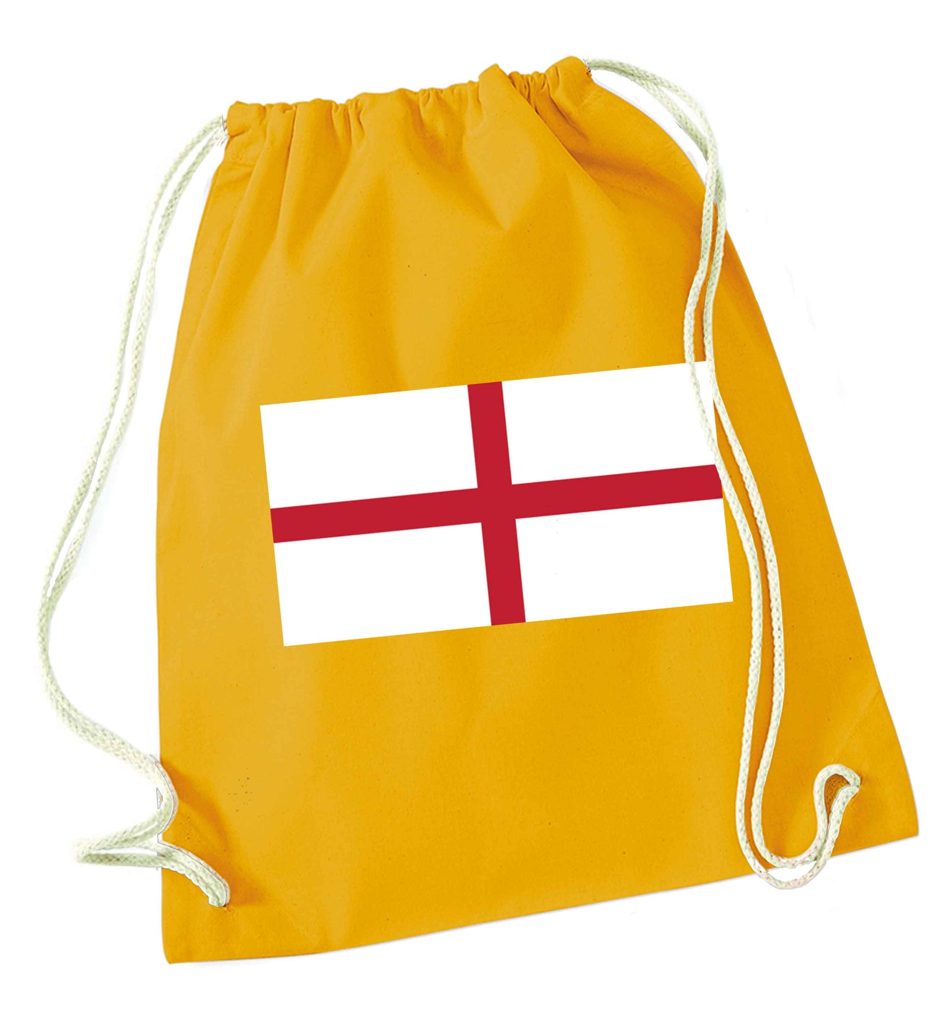 England Flag mustard drawstring bag