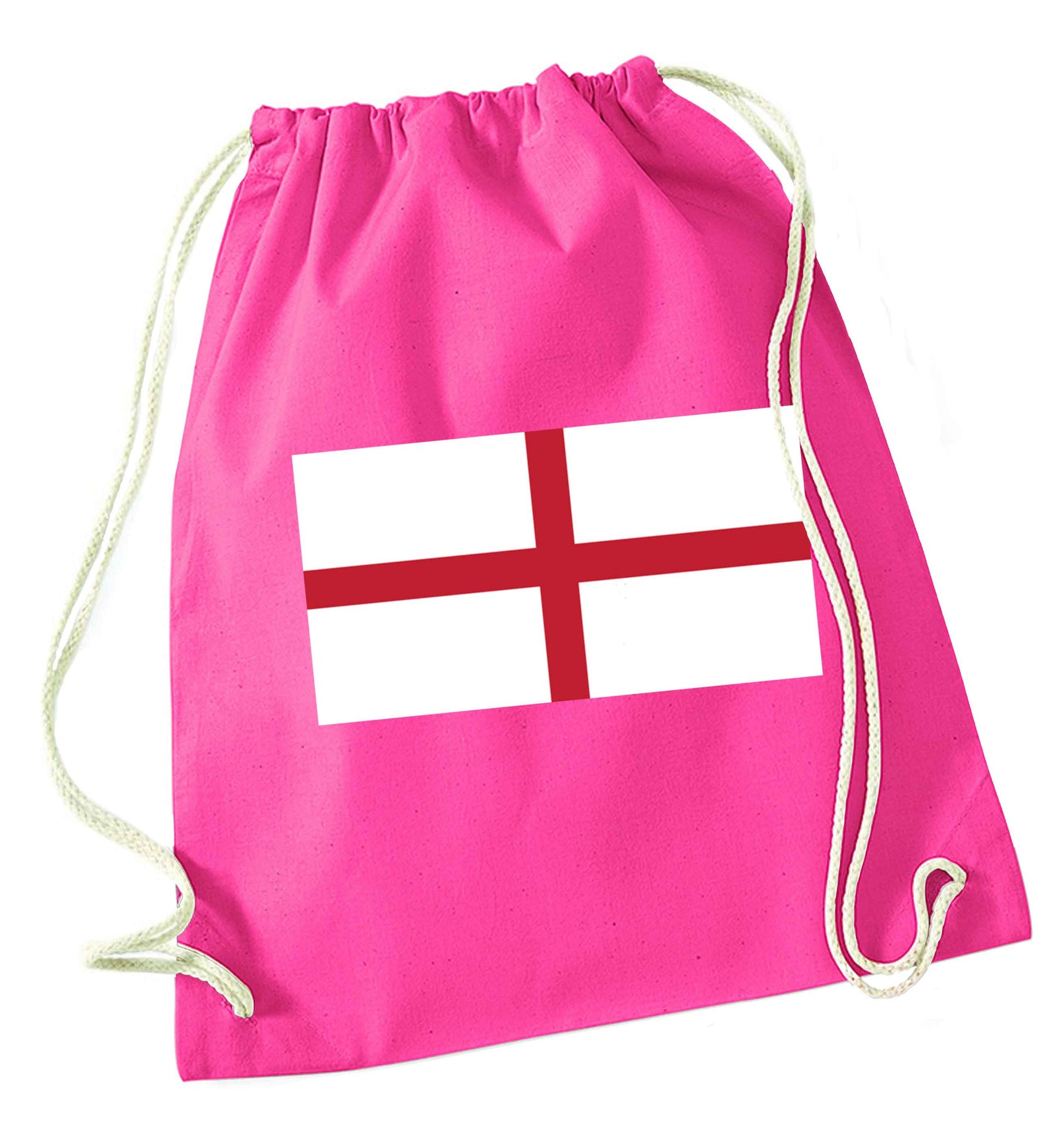 England Flag pink drawstring bag