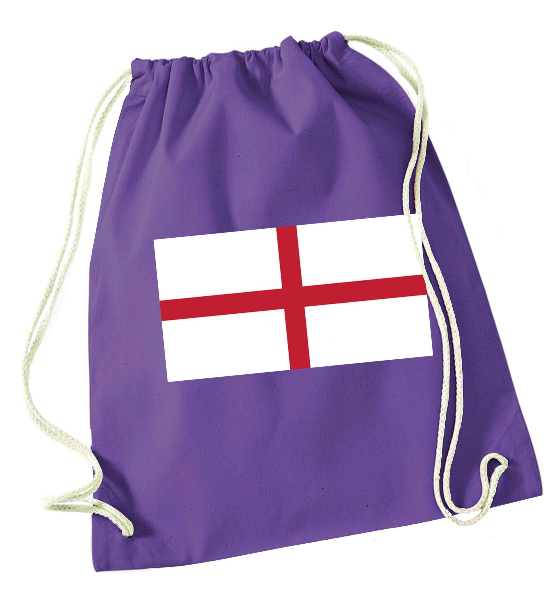 England Flag purple drawstring bag