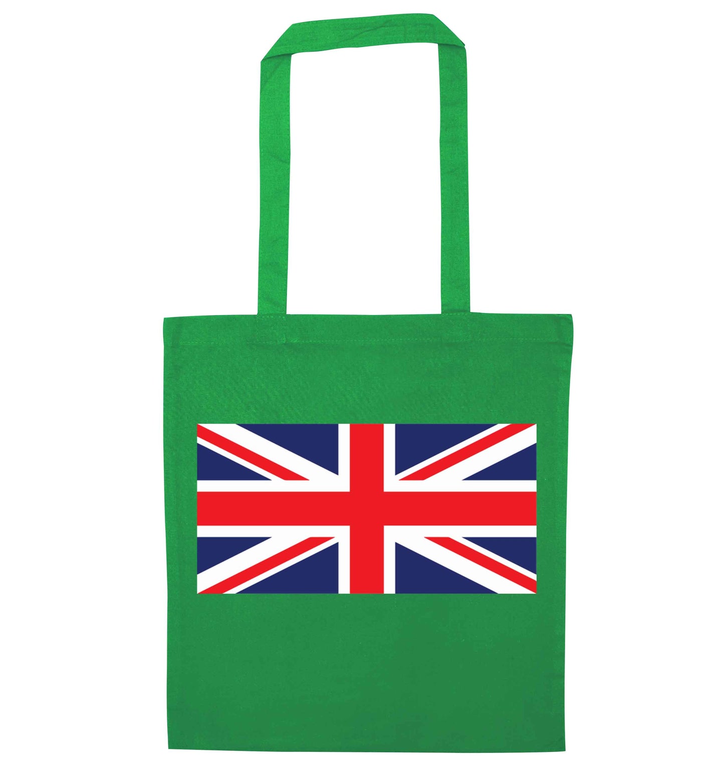 Union Jack green tote bag
