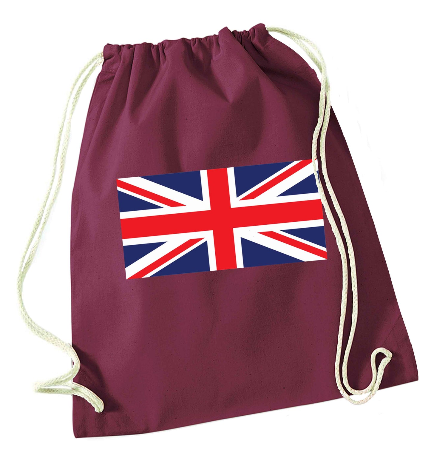 Union Jack maroon drawstring bag