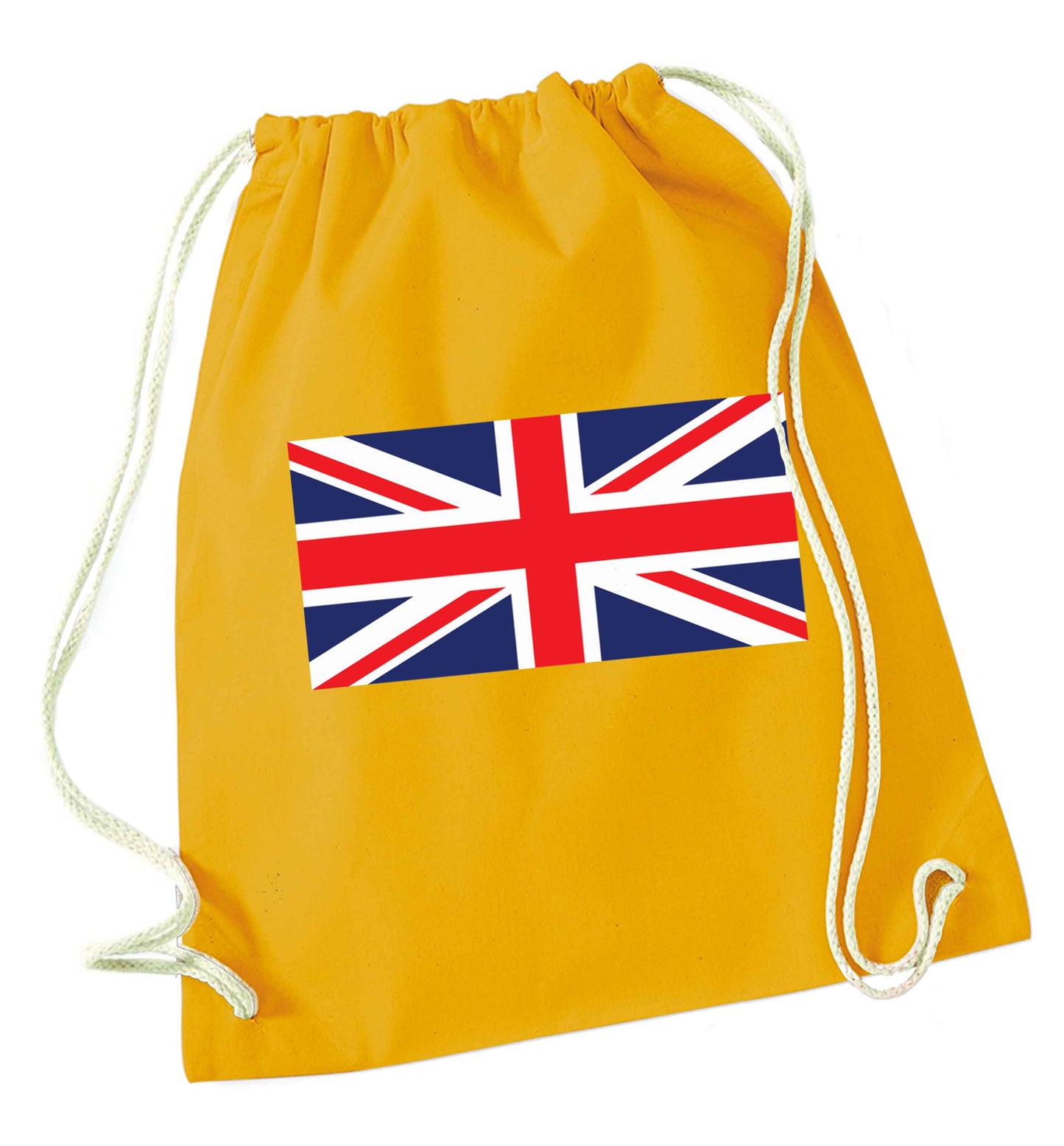 Union Jack mustard drawstring bag