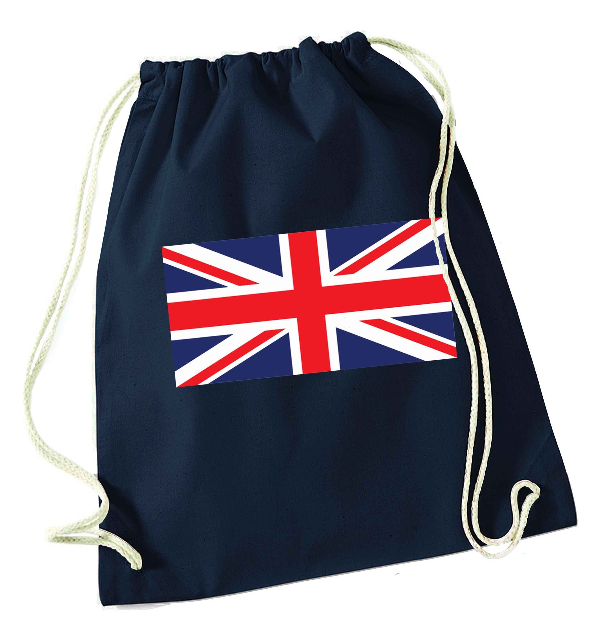 Union Jack navy drawstring bag