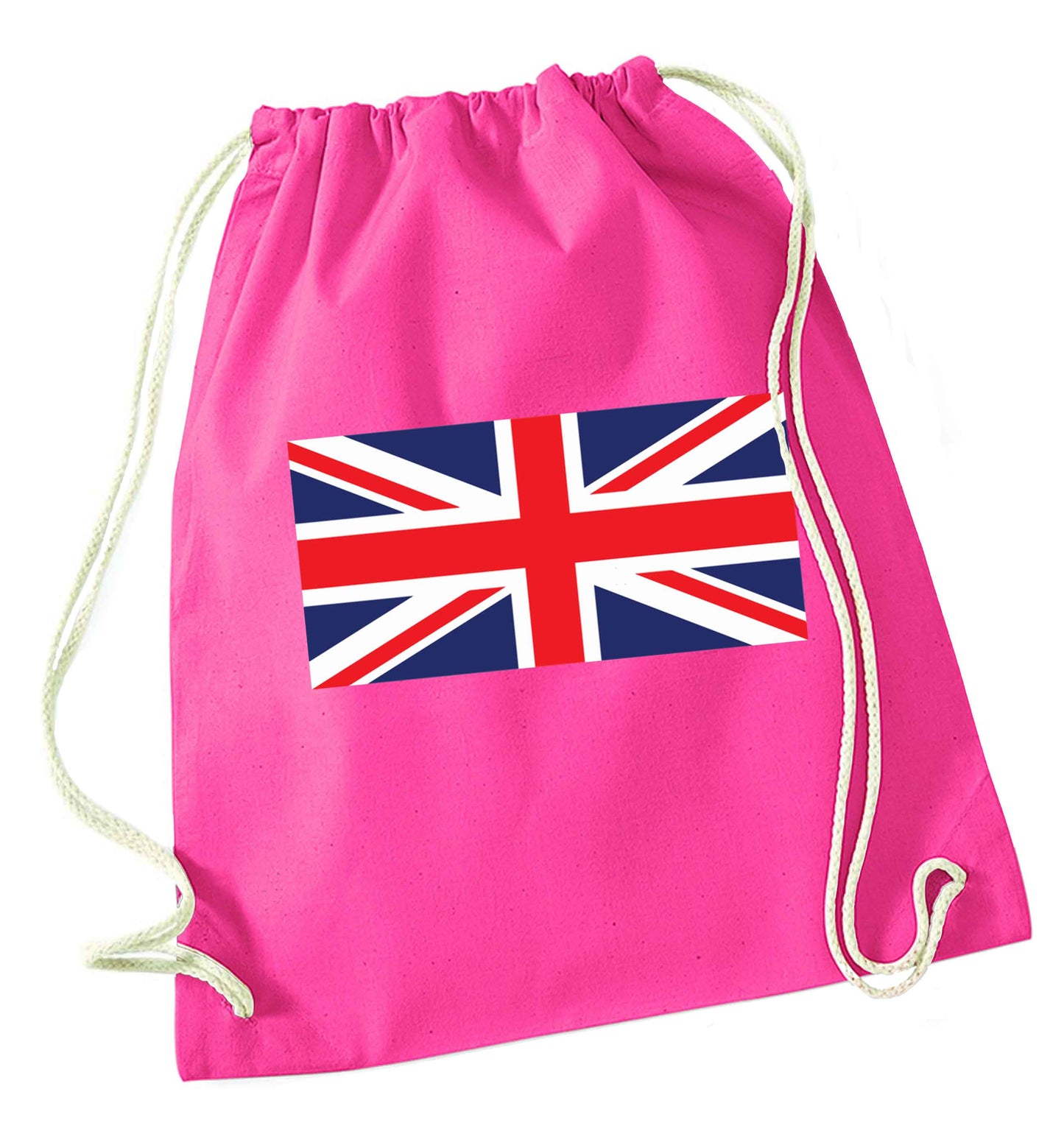 Union Jack pink drawstring bag