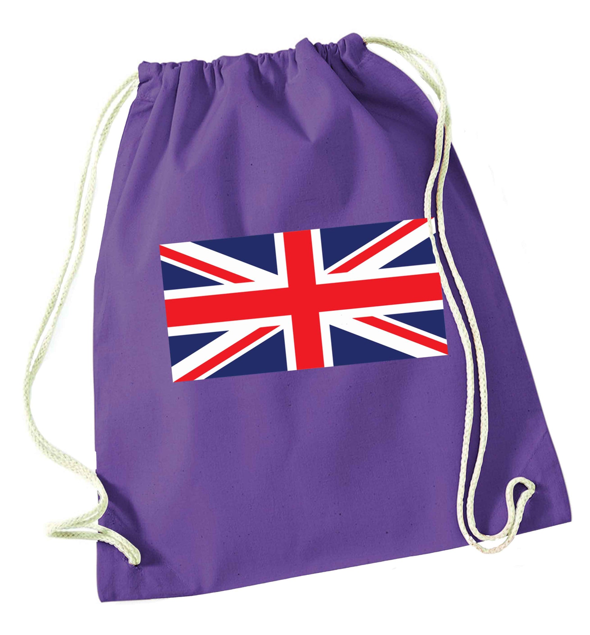 Union Jack purple drawstring bag