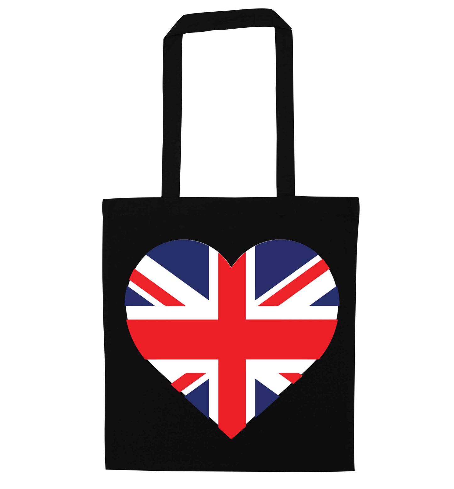 Union Jack Heart black tote bag