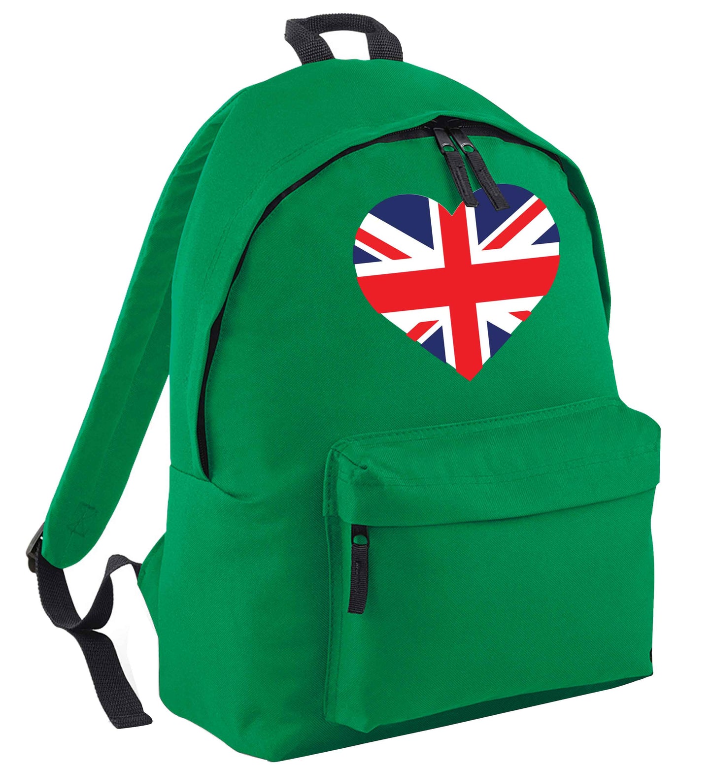 Union Jack Heart green adults backpack