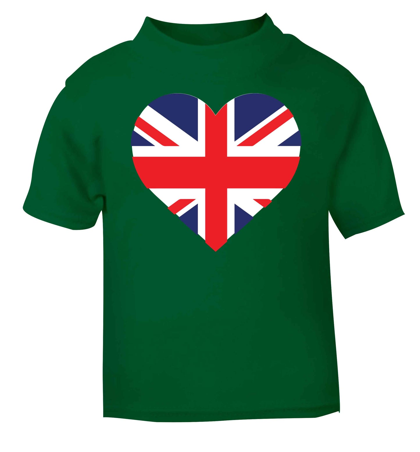 Union Jack Heart green baby toddler Tshirt 2 Years