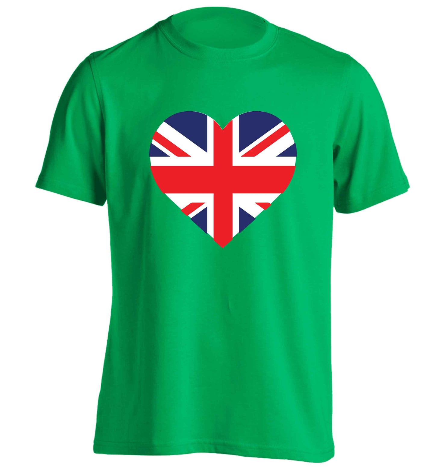 Union Jack Heart adults unisex green Tshirt 2XL