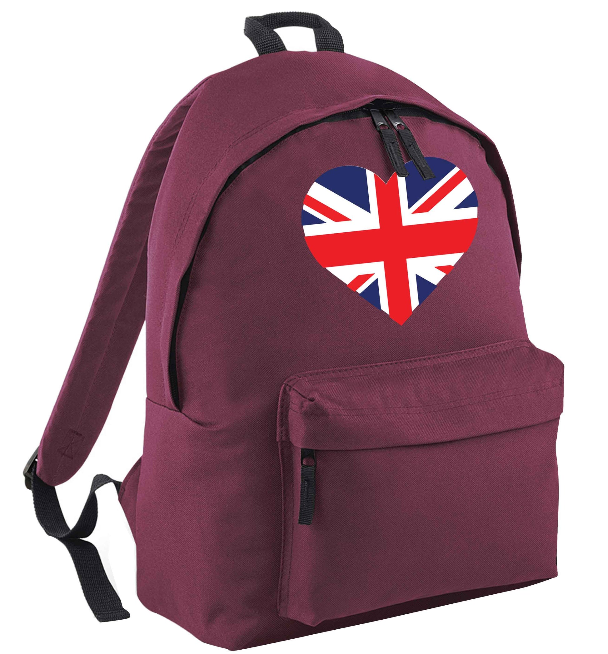 Union Jack Heart maroon adults backpack
