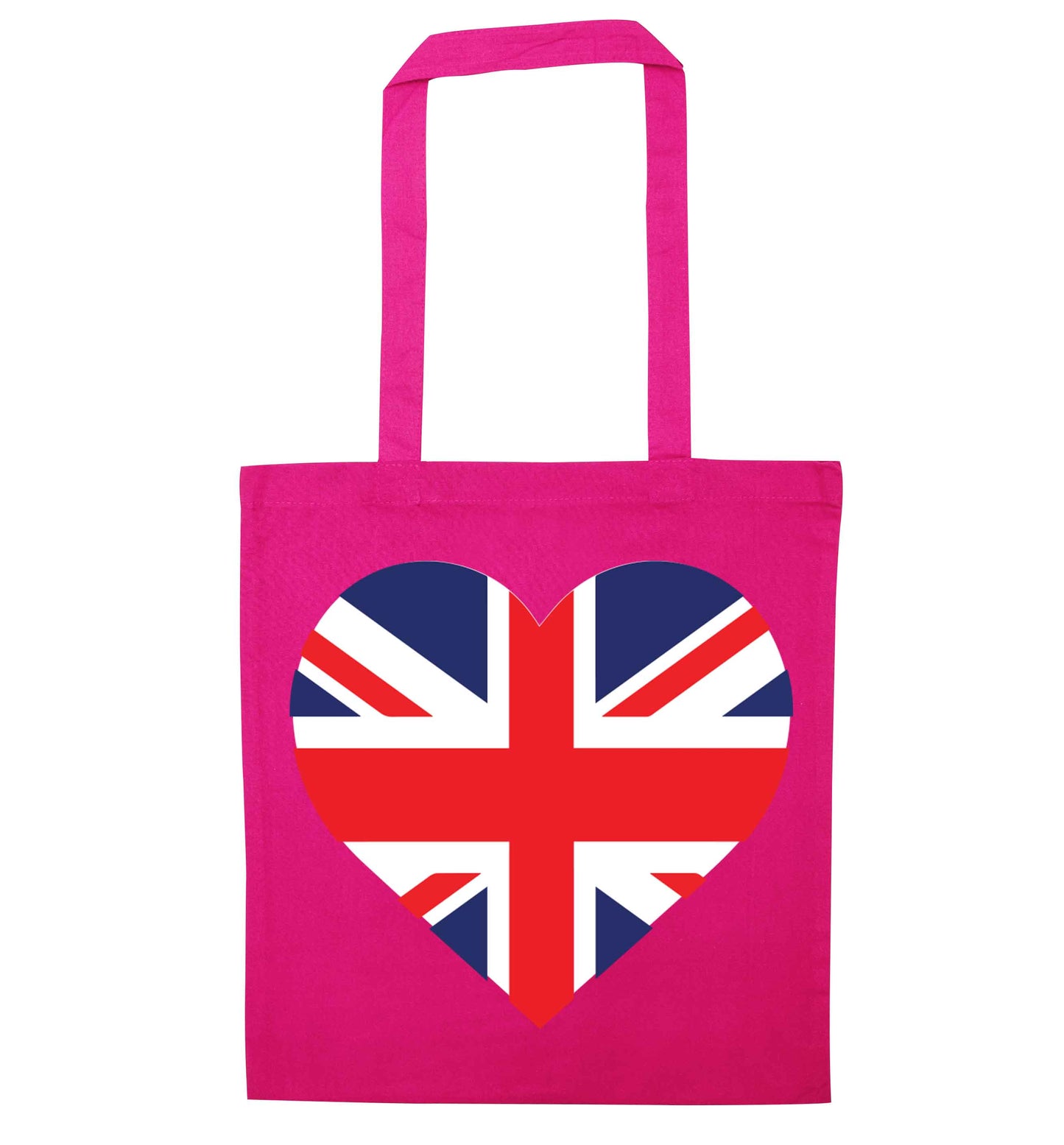 Union Jack Heart pink tote bag
