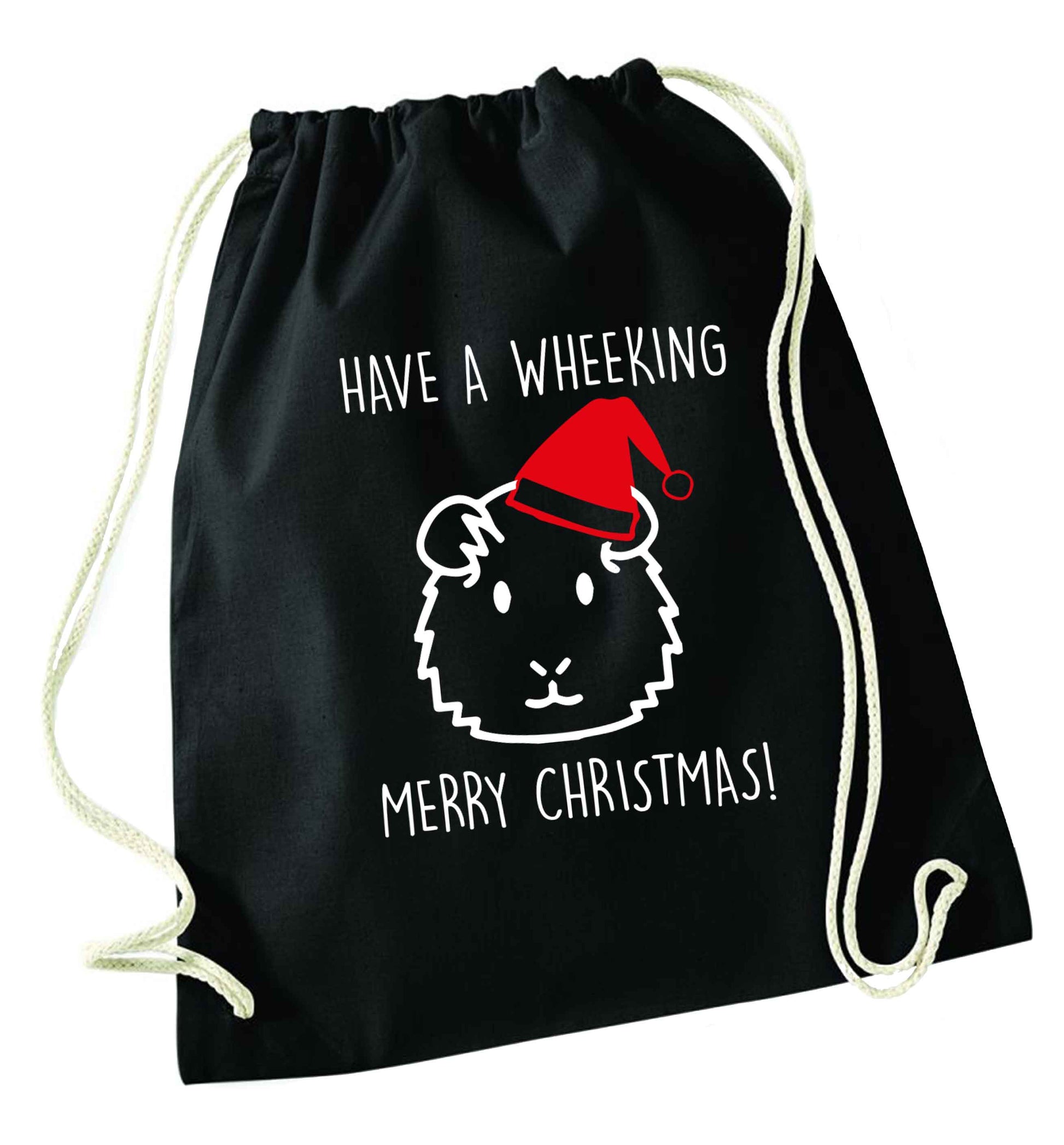 Have a wheeking merry Christmas black drawstring bag