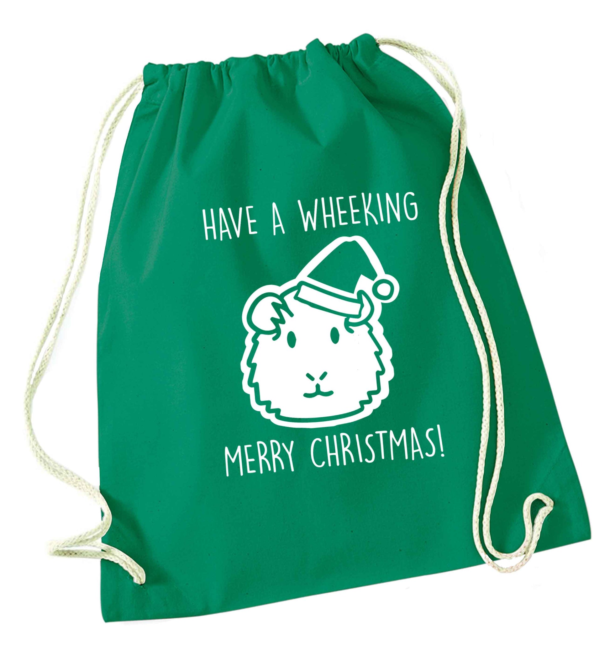 Have a wheeking merry Christmas green drawstring bag