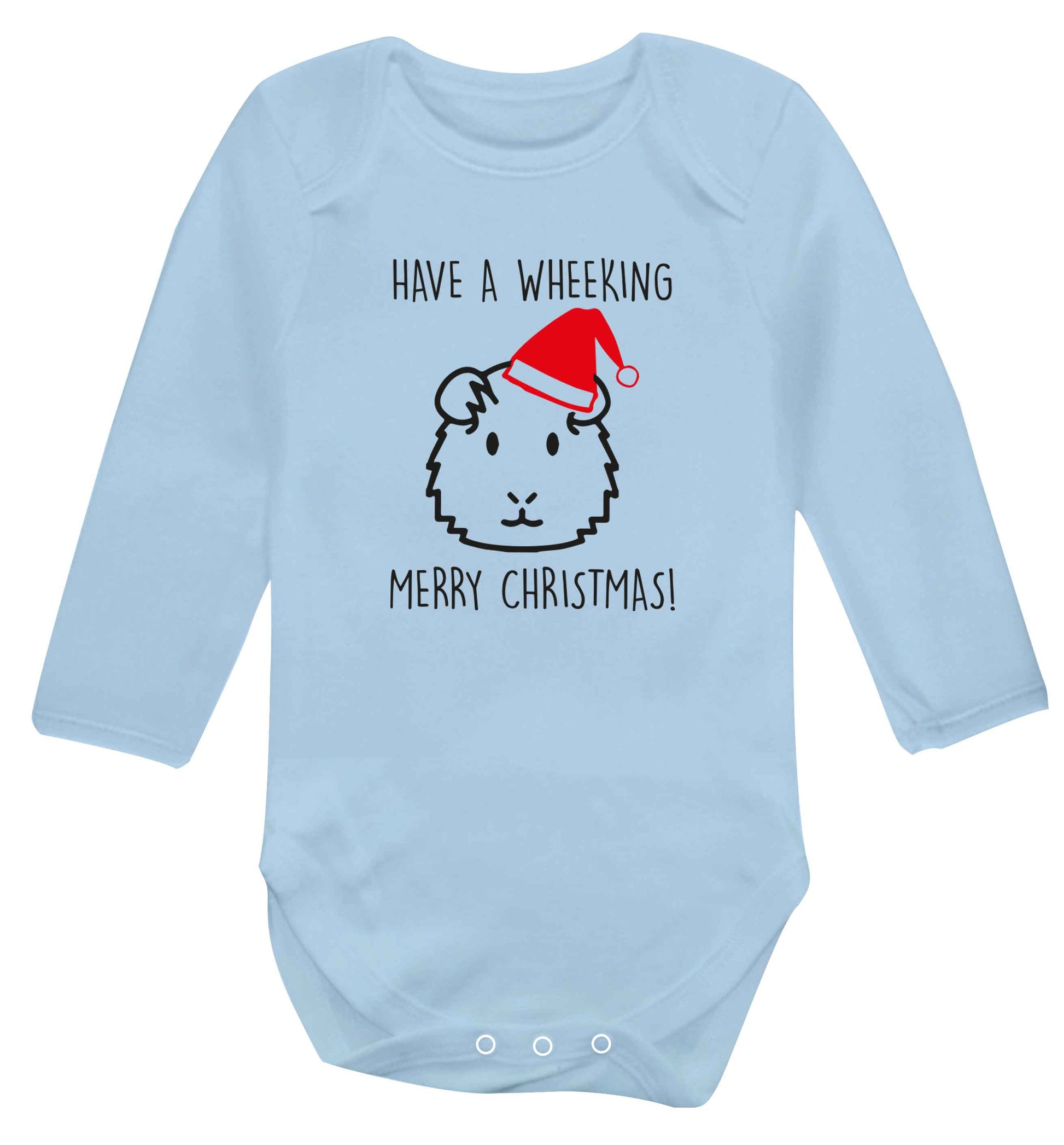Have a wheeking merry Christmas baby vest long sleeved pale blue 6-12 months