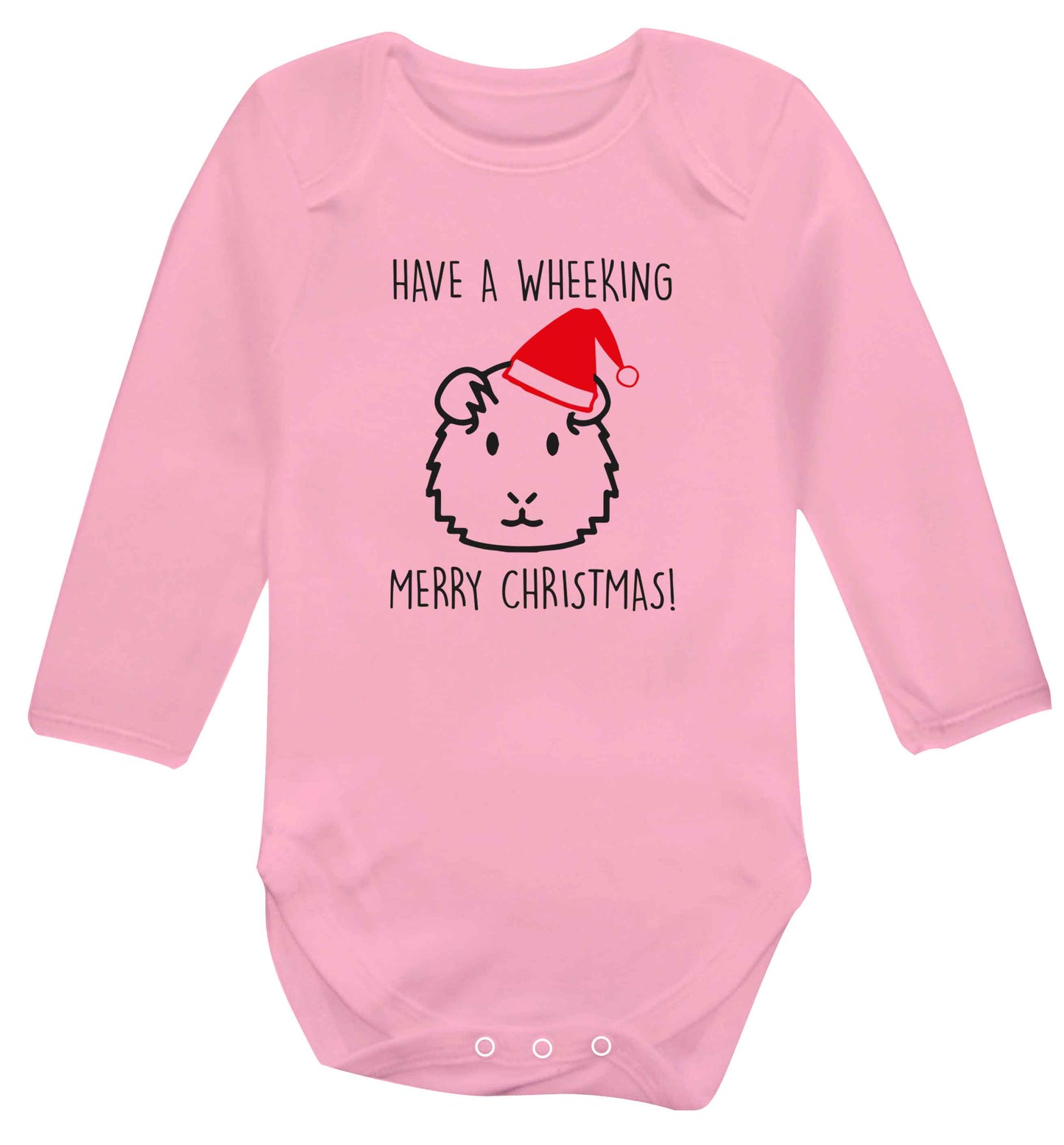 Have a wheeking merry Christmas baby vest long sleeved pale pink 6-12 months