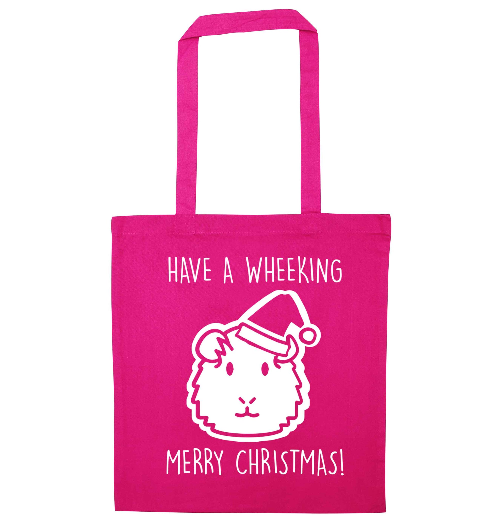 Have a wheeking merry Christmas pink tote bag