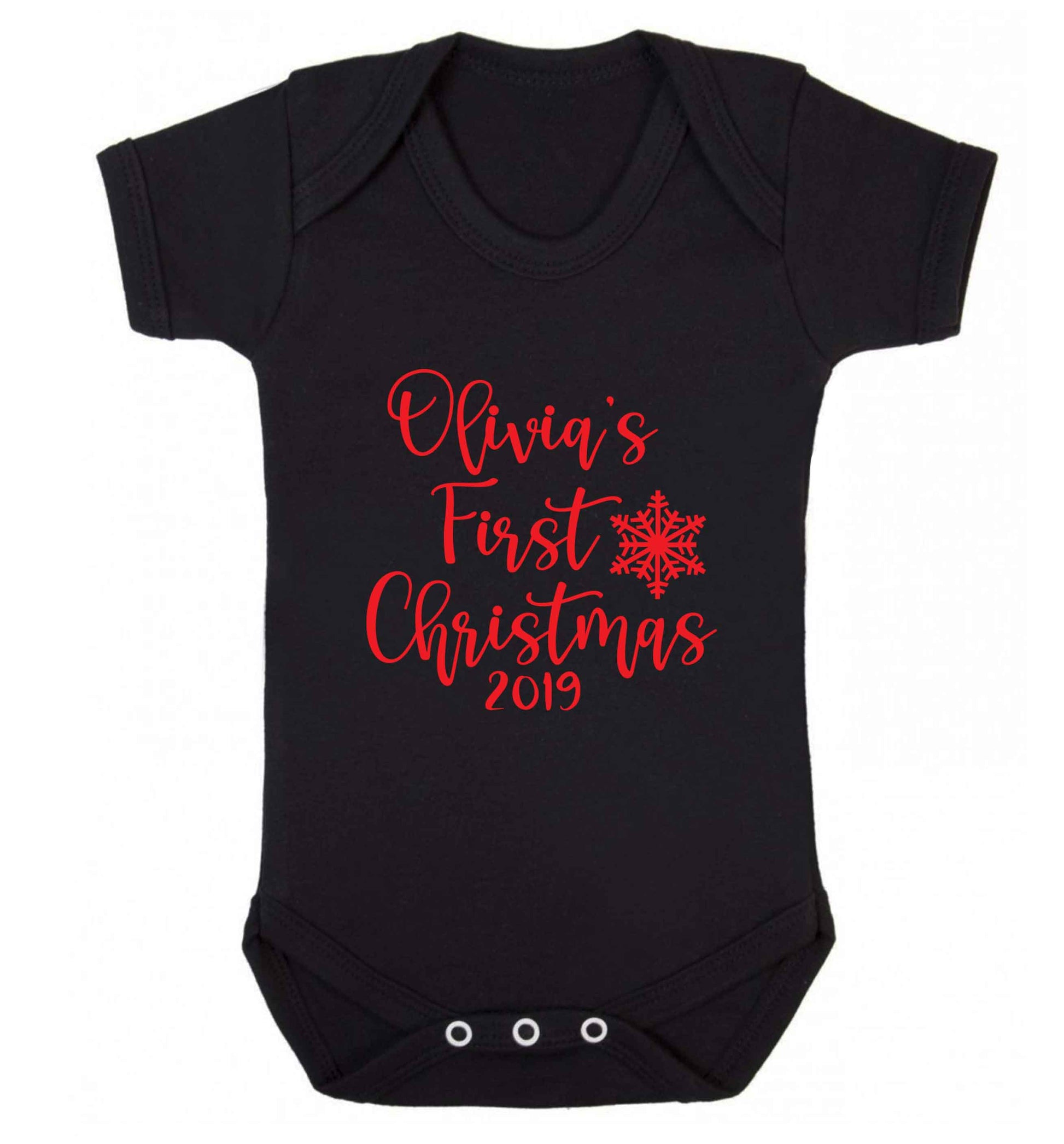 Personalised first Christmas - script text baby vest black 18-24 months