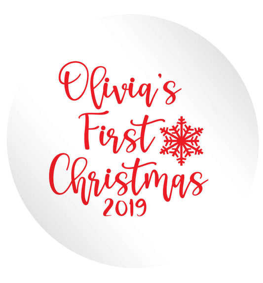 Personalised first Christmas - script text 24 @ 45mm matt circle stickers