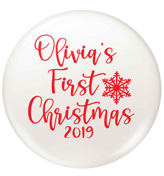 Personalised first Christmas - script text small 25mm Pin badge