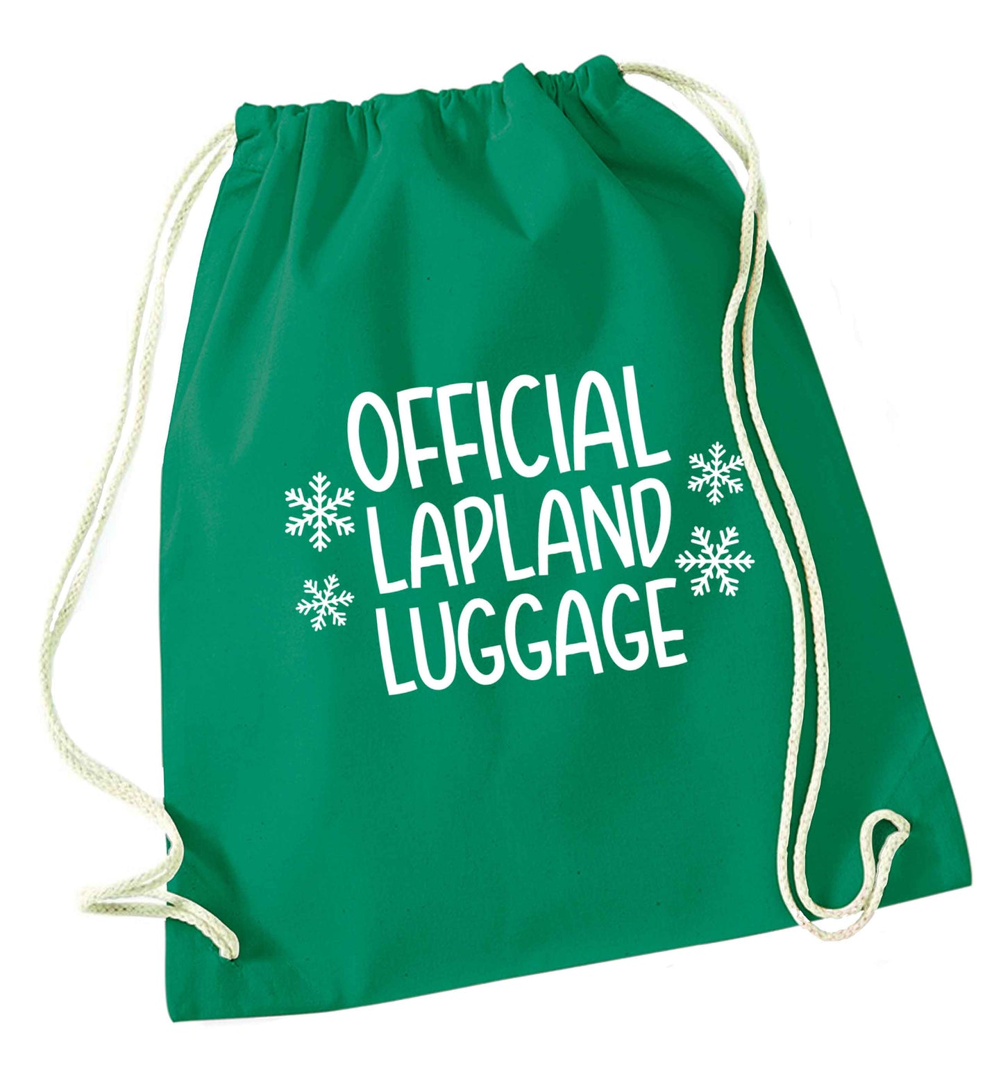Official Lapland luggage green drawstring bag